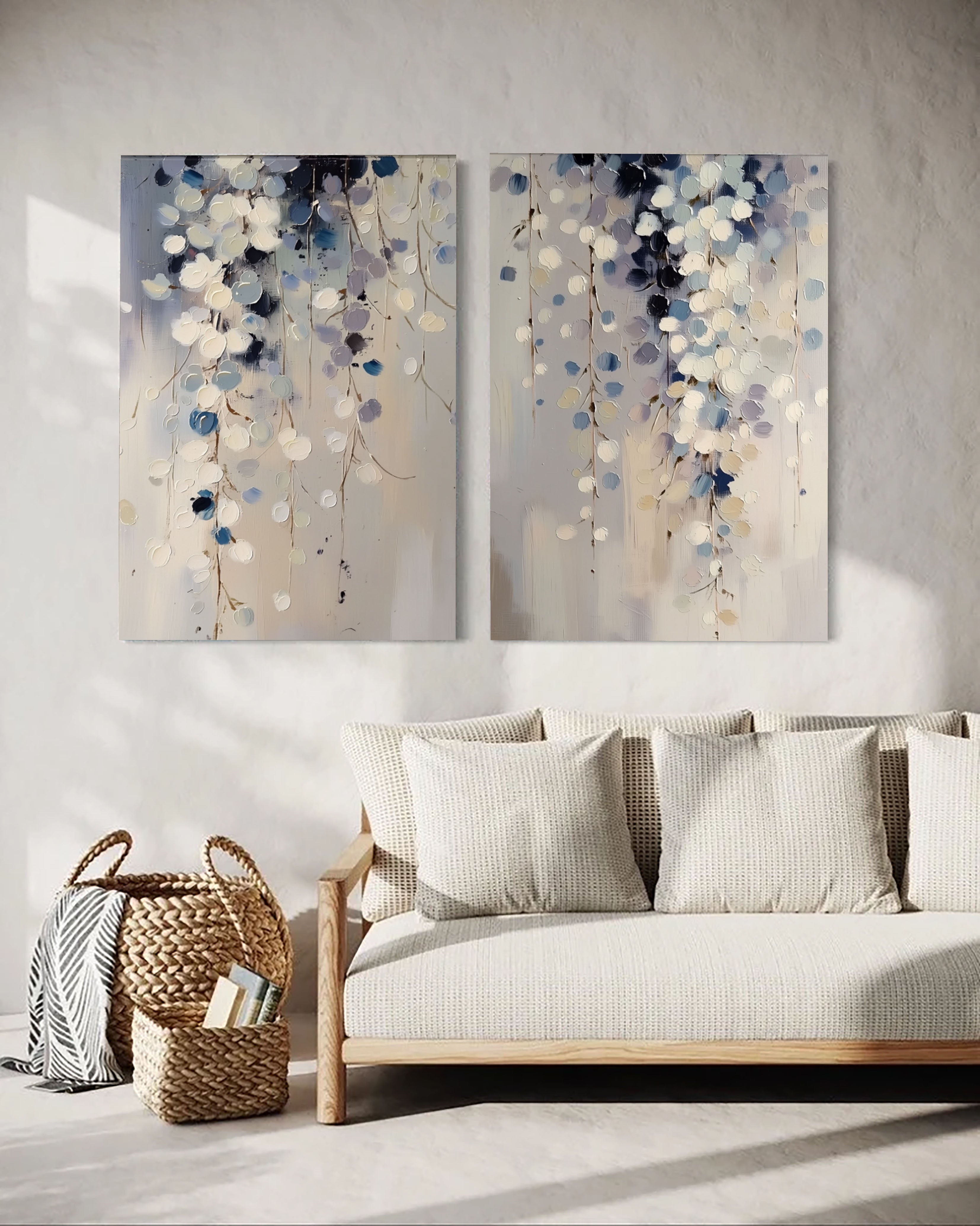 Cascading Floral Dots | Blue White