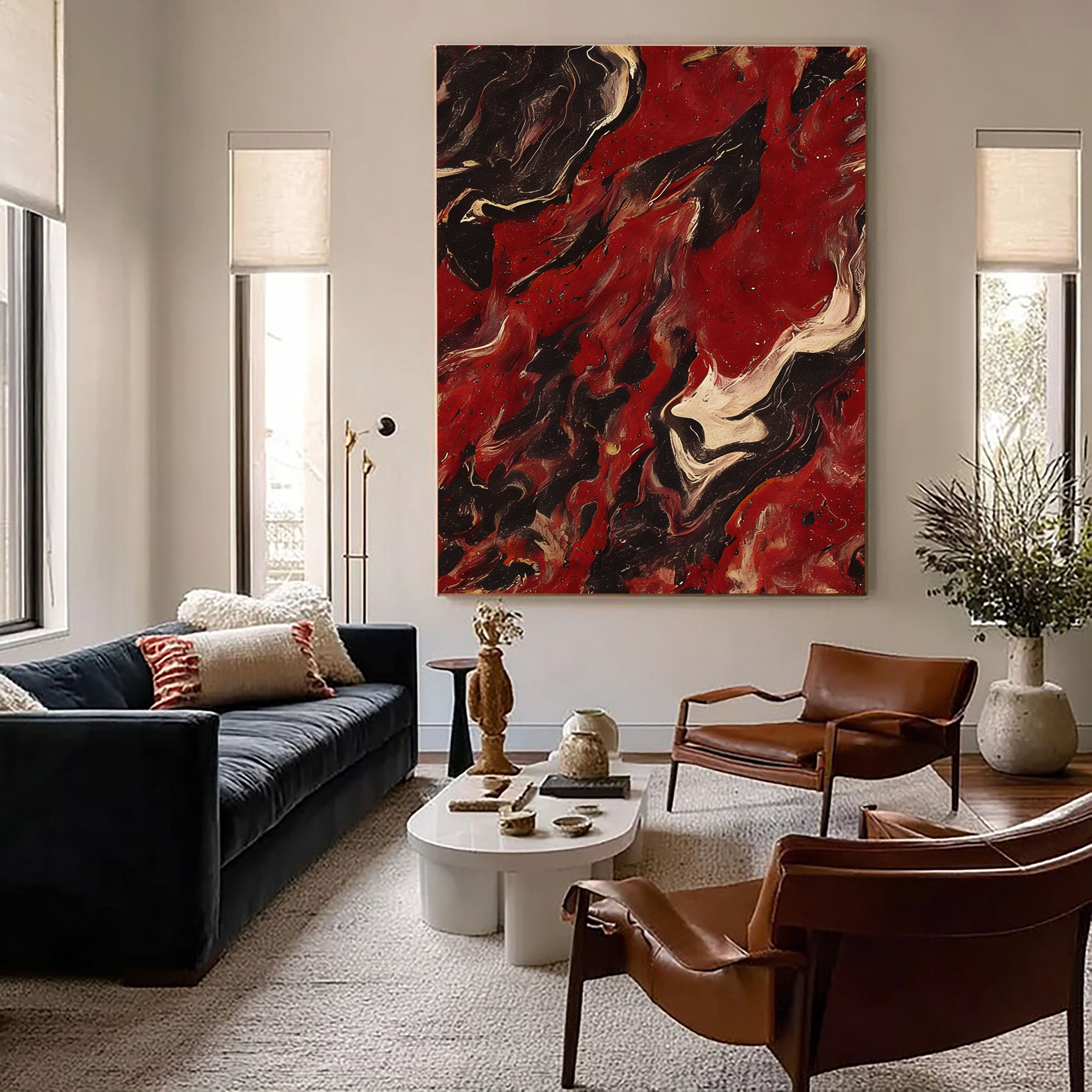 Textured Crimson Surge | Ebony Swirl
