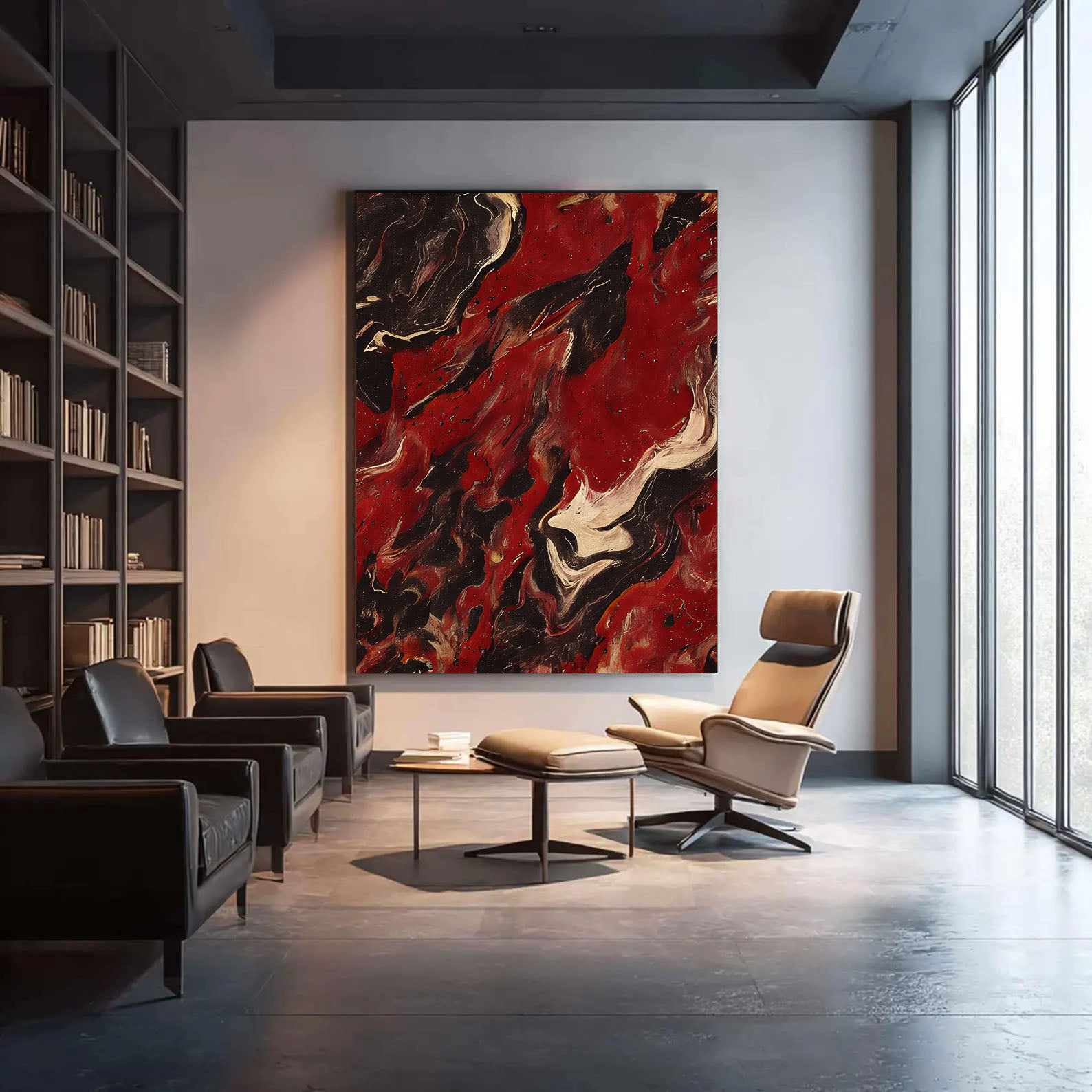 Textured Crimson Surge | Ebony Swirl