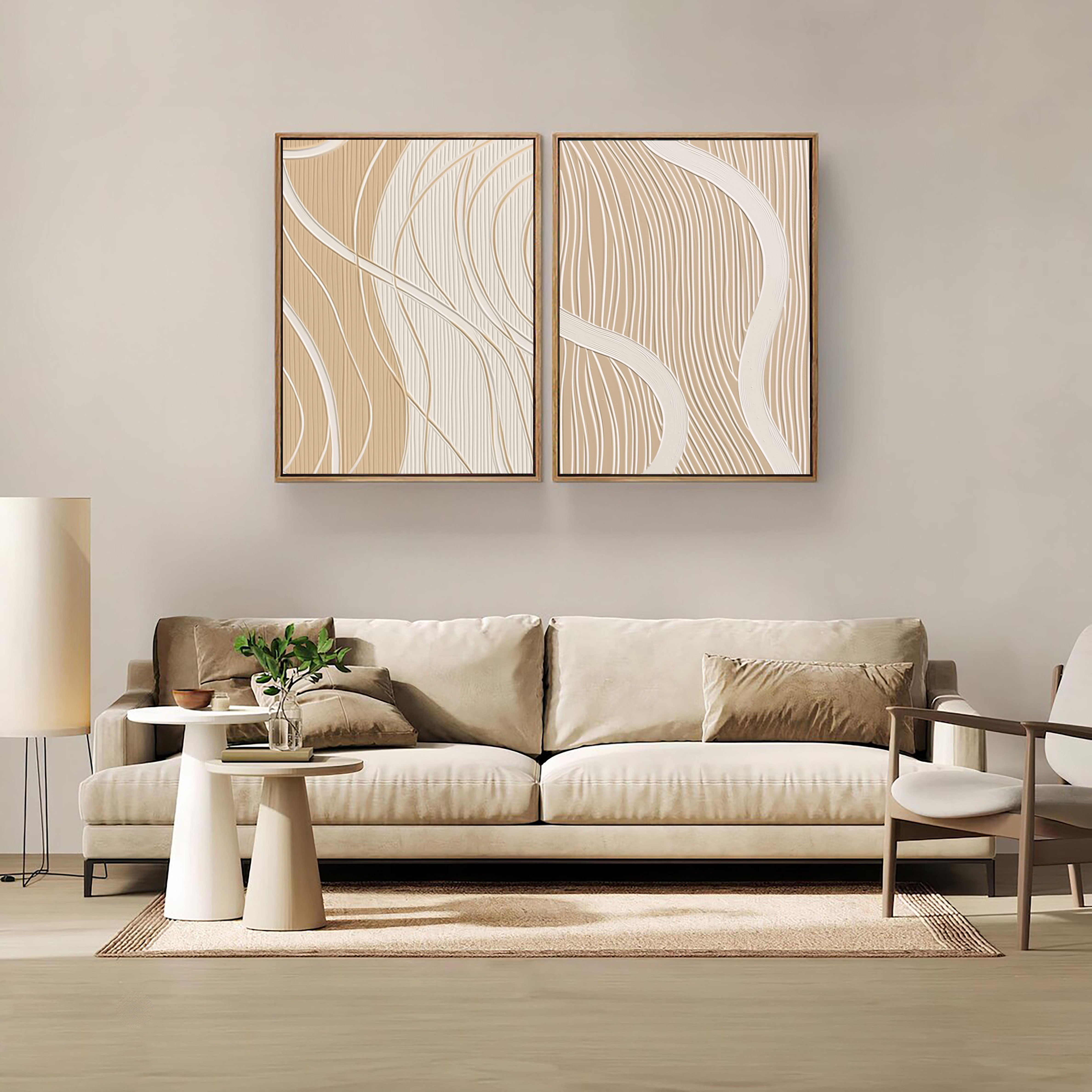 Elegant Beige Line Art | Flowing Grace
