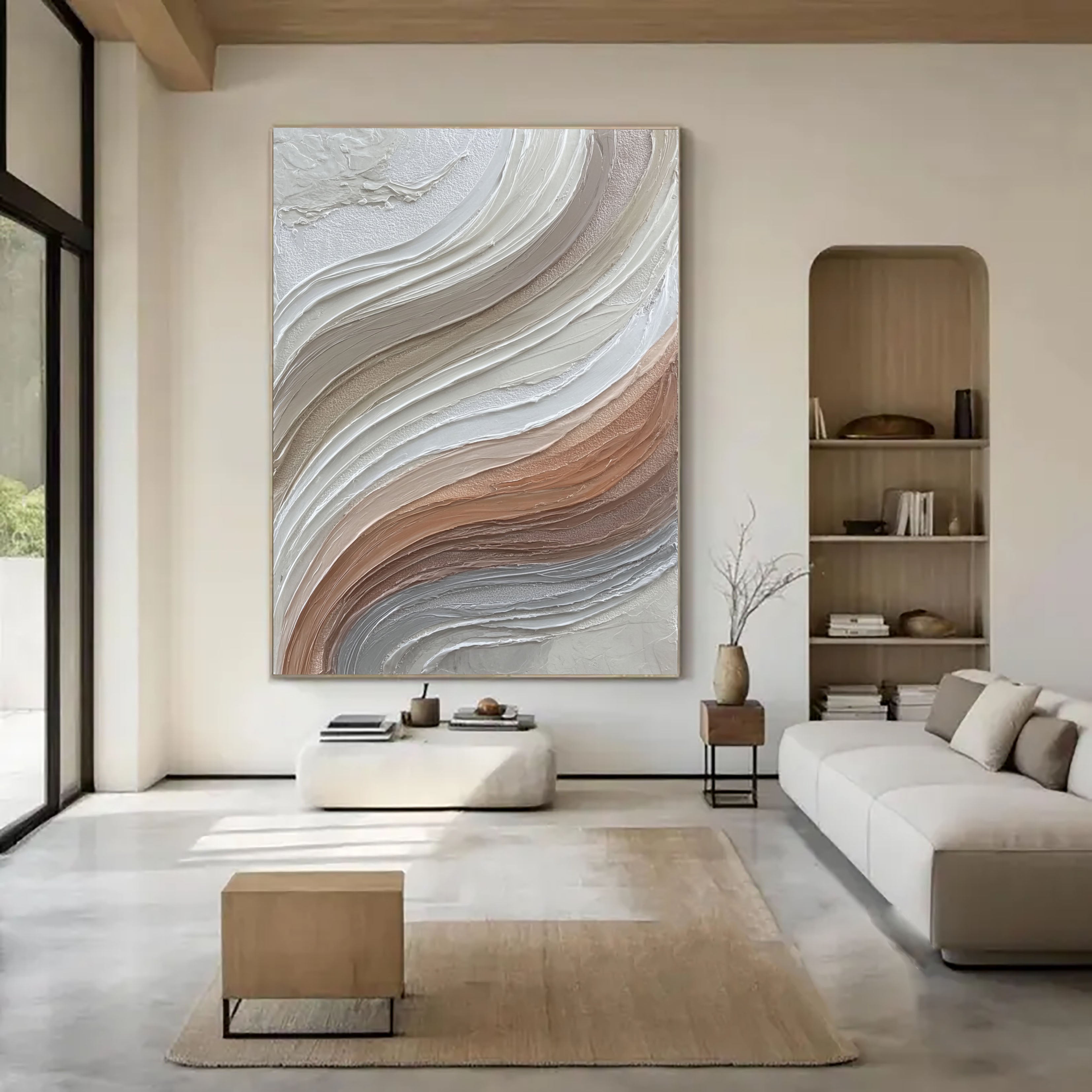 Textured Wave Serenity | Neutral Swirl