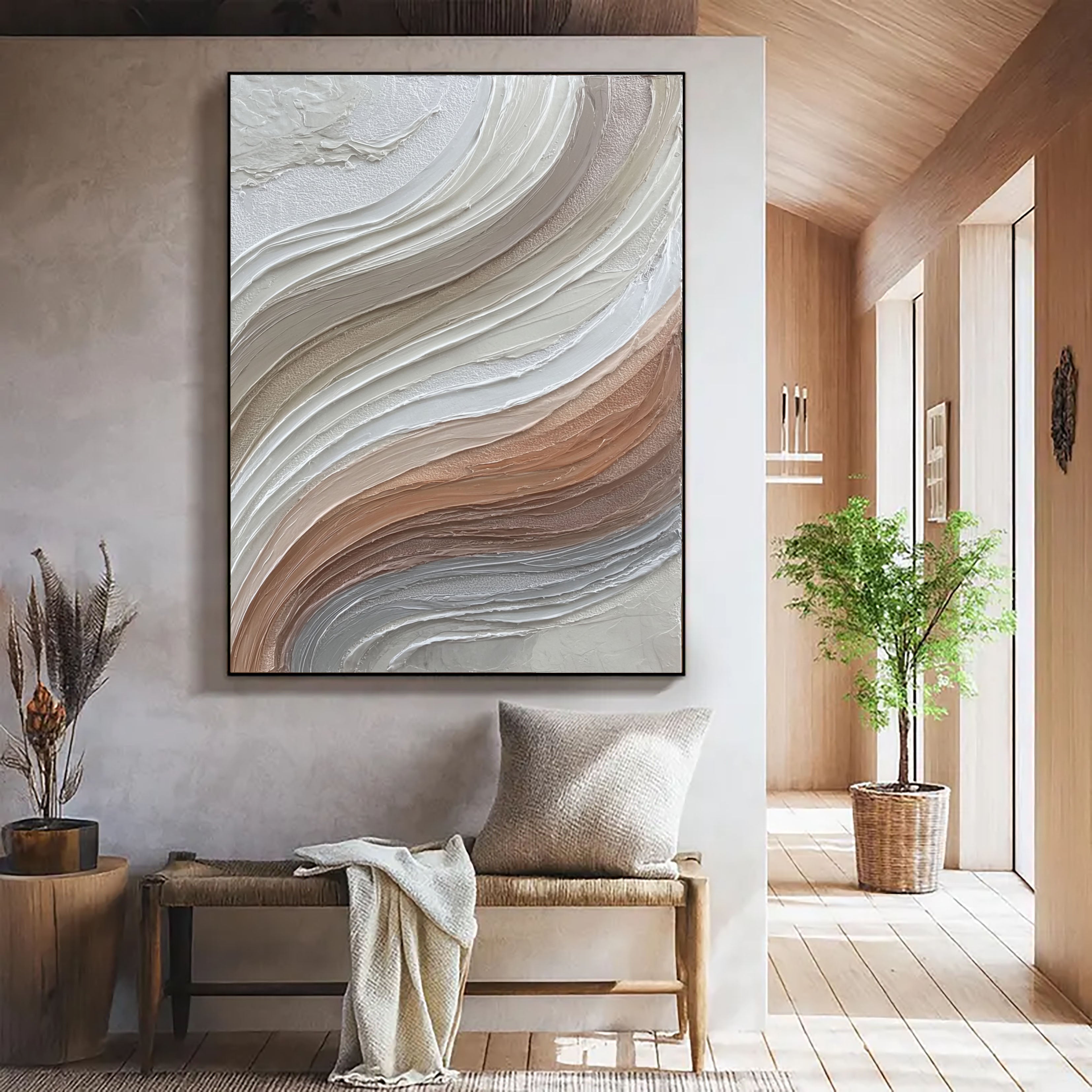 Textured Wave Serenity | Neutral Swirl