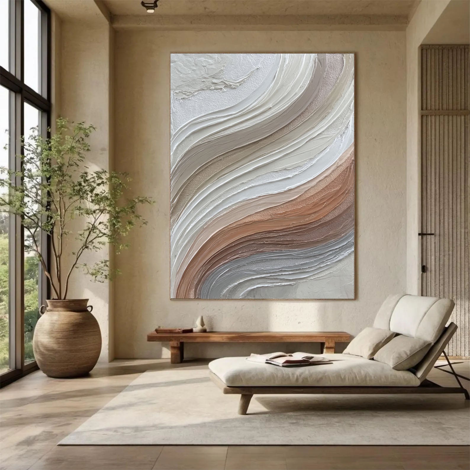Textured Wave Serenity | Neutral Swirl