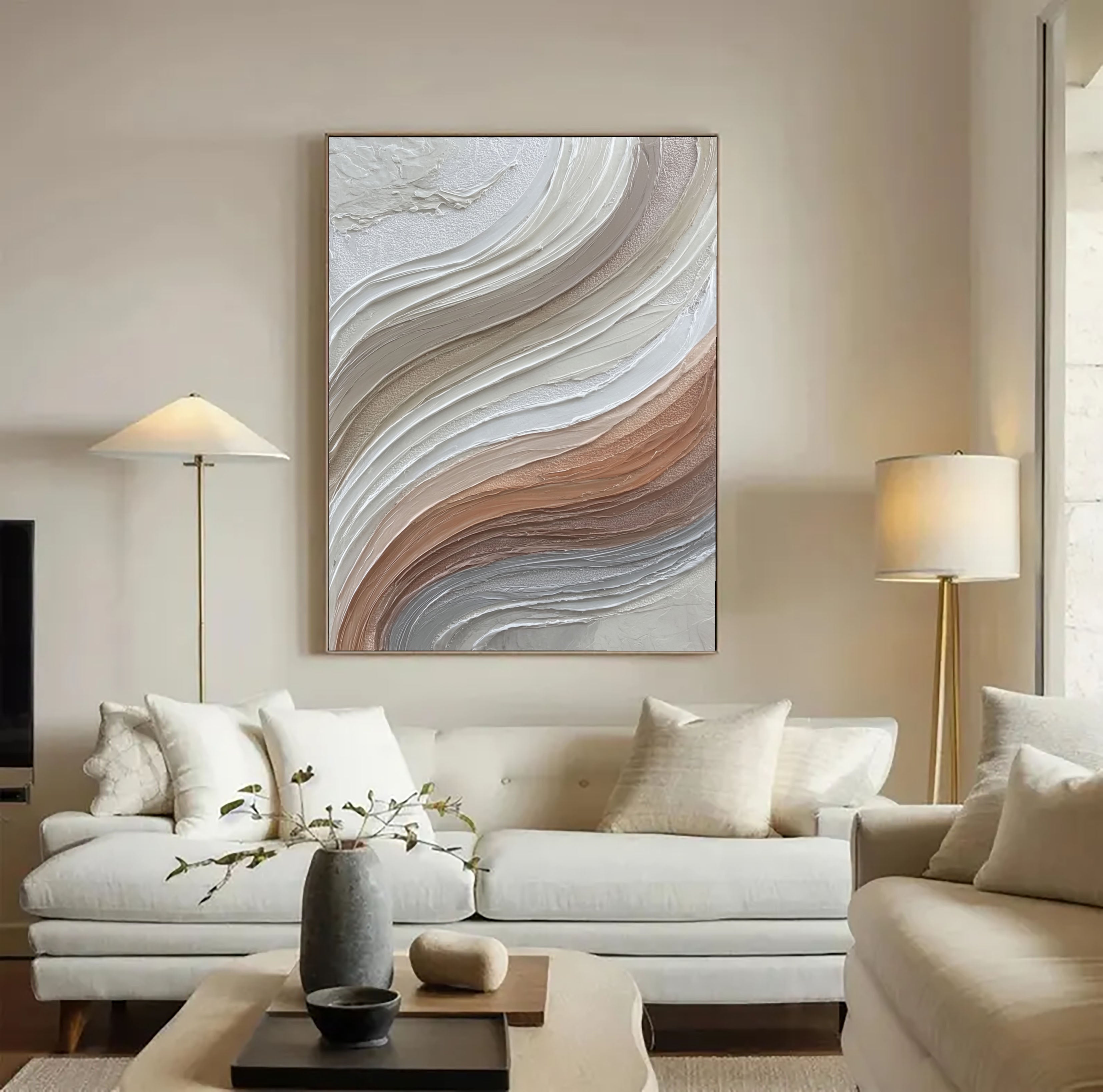 Textured Wave Serenity | Neutral Swirl