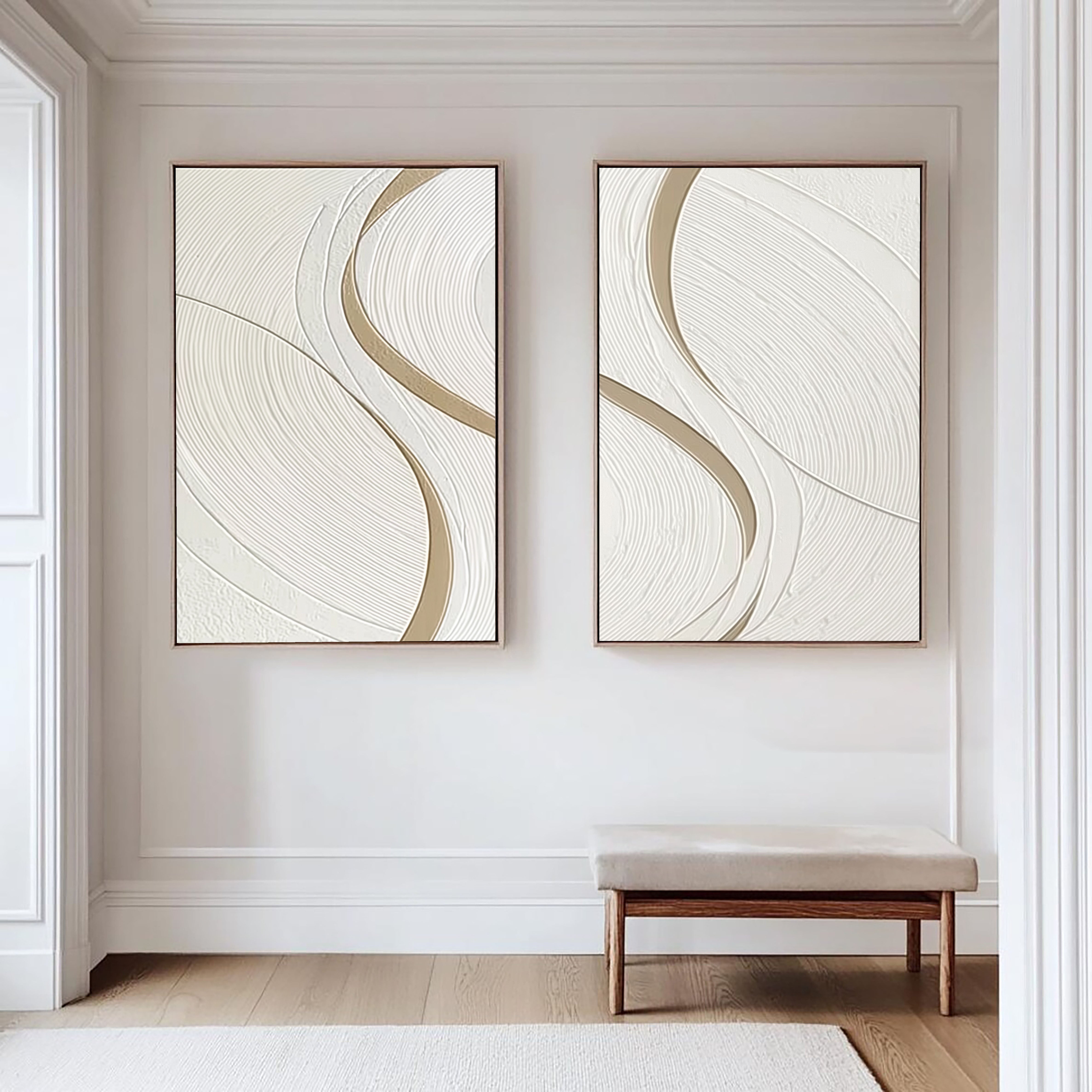 Minimalist White Line Art | Golden Curve