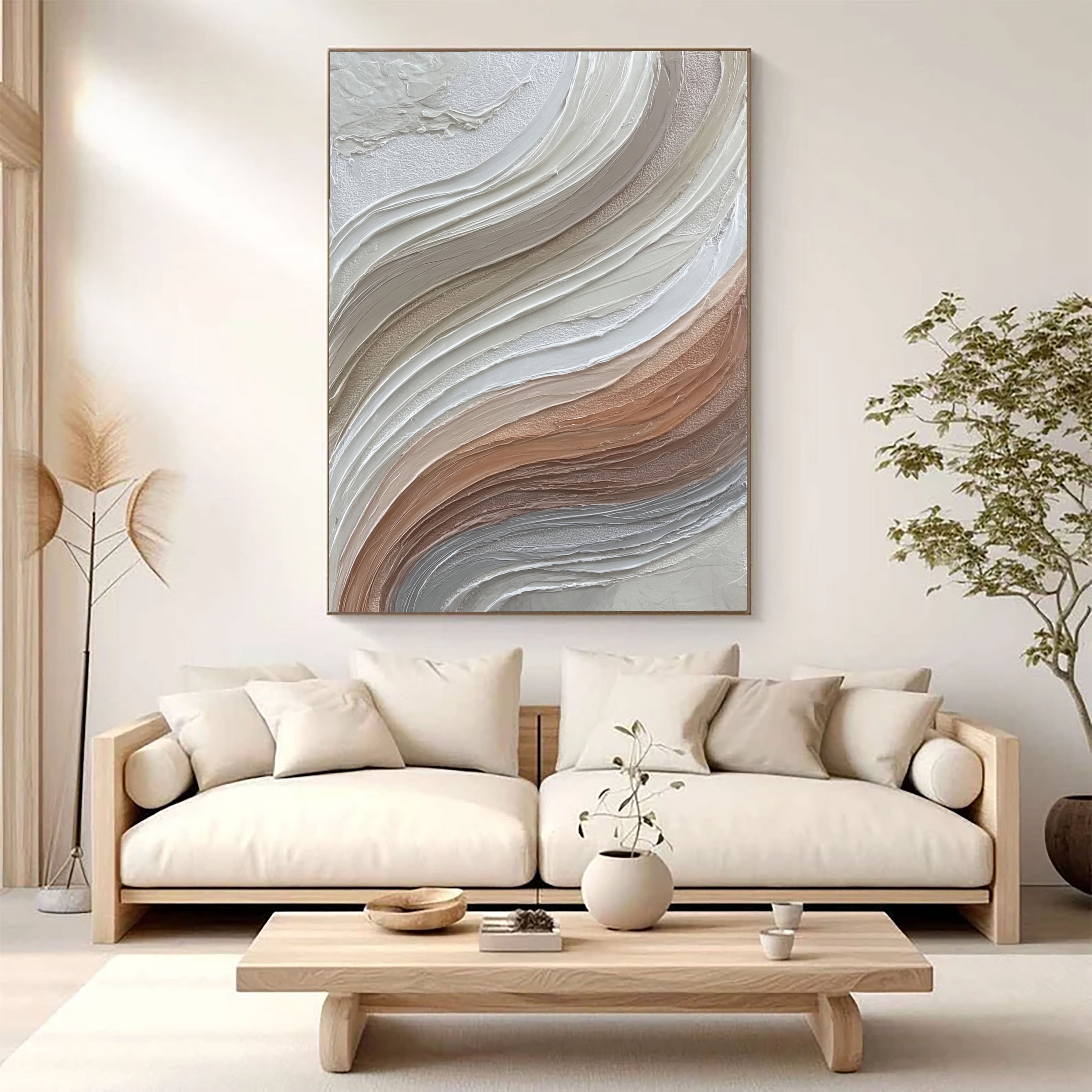 Textured Wave Serenity | Neutral Swirl