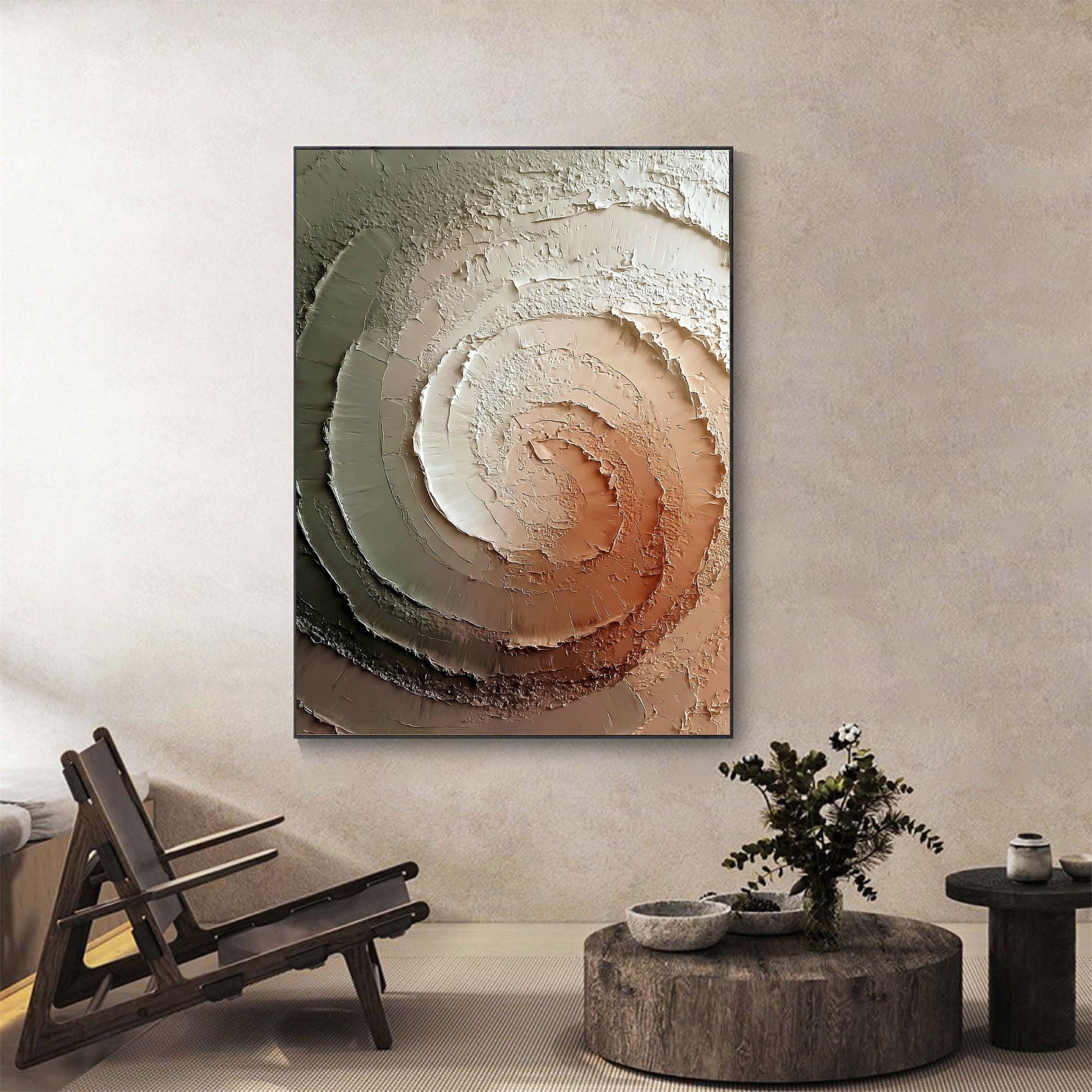 Textured Spiral Depth | Earthy Swirl