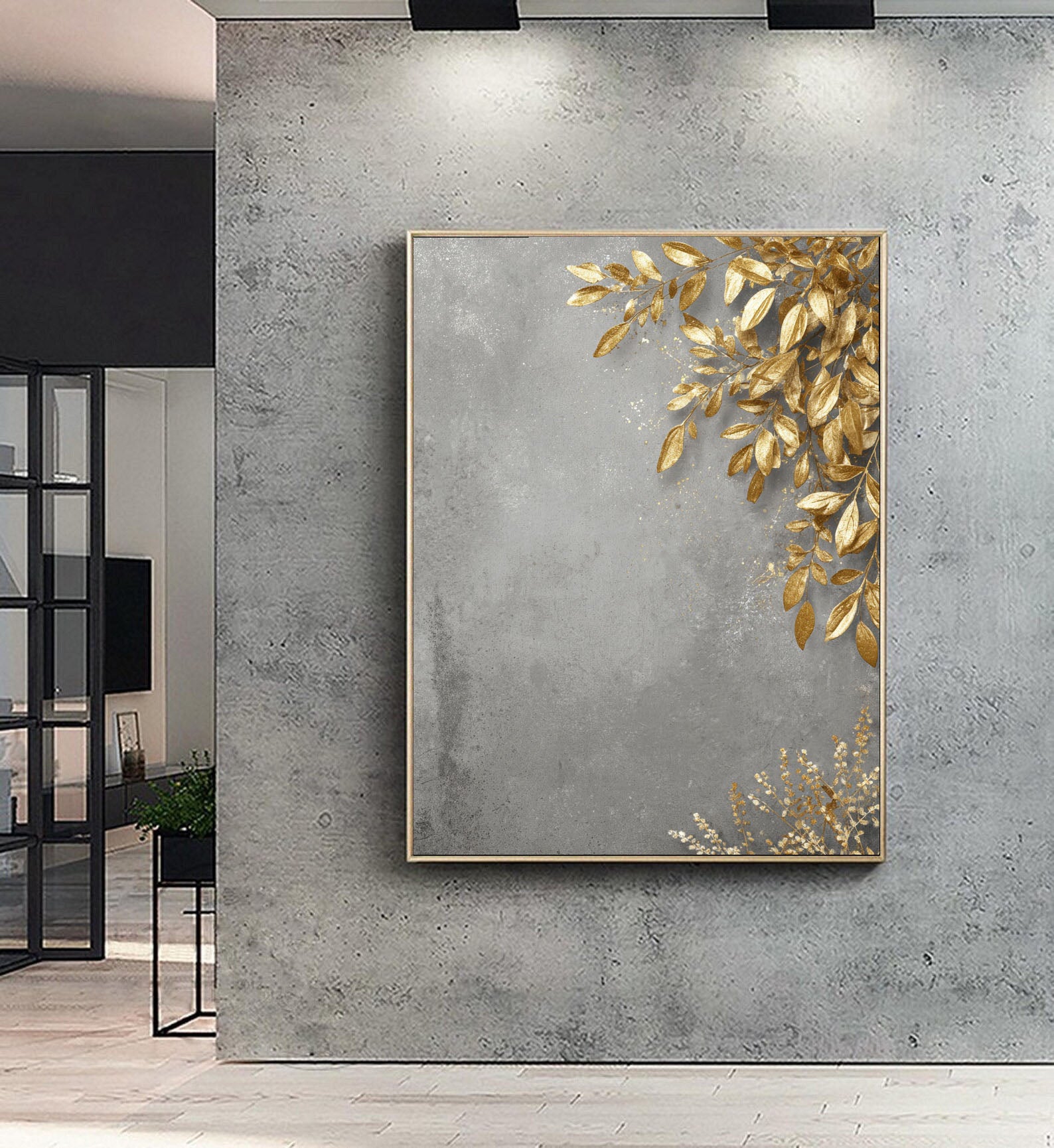 Gilded Foliage Opulence | Gray Backdrop
