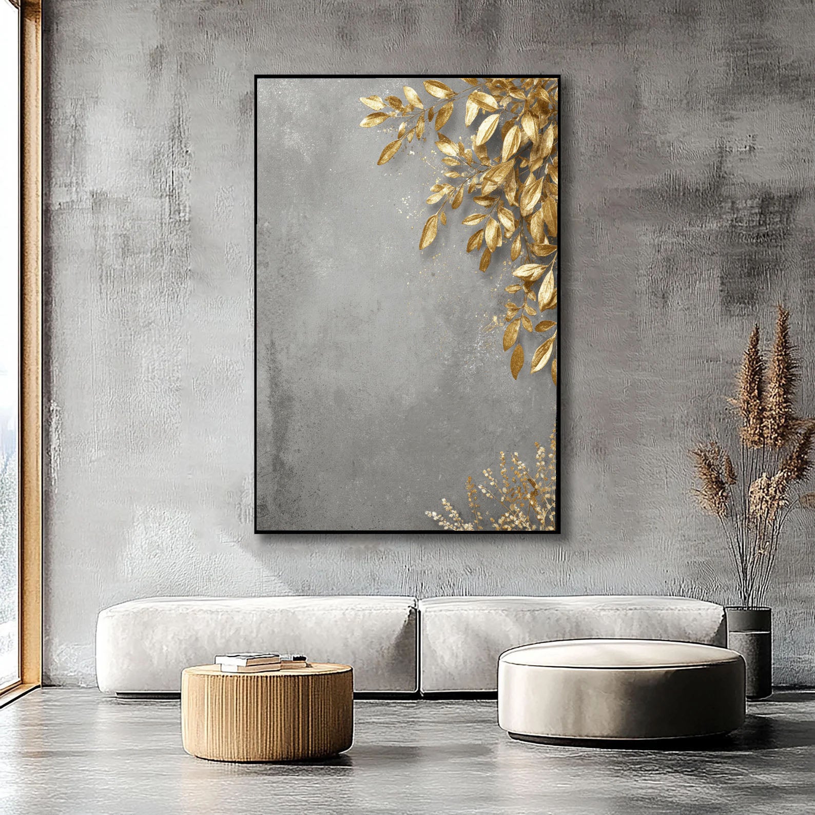 Gilded Foliage Opulence | Gray Backdrop