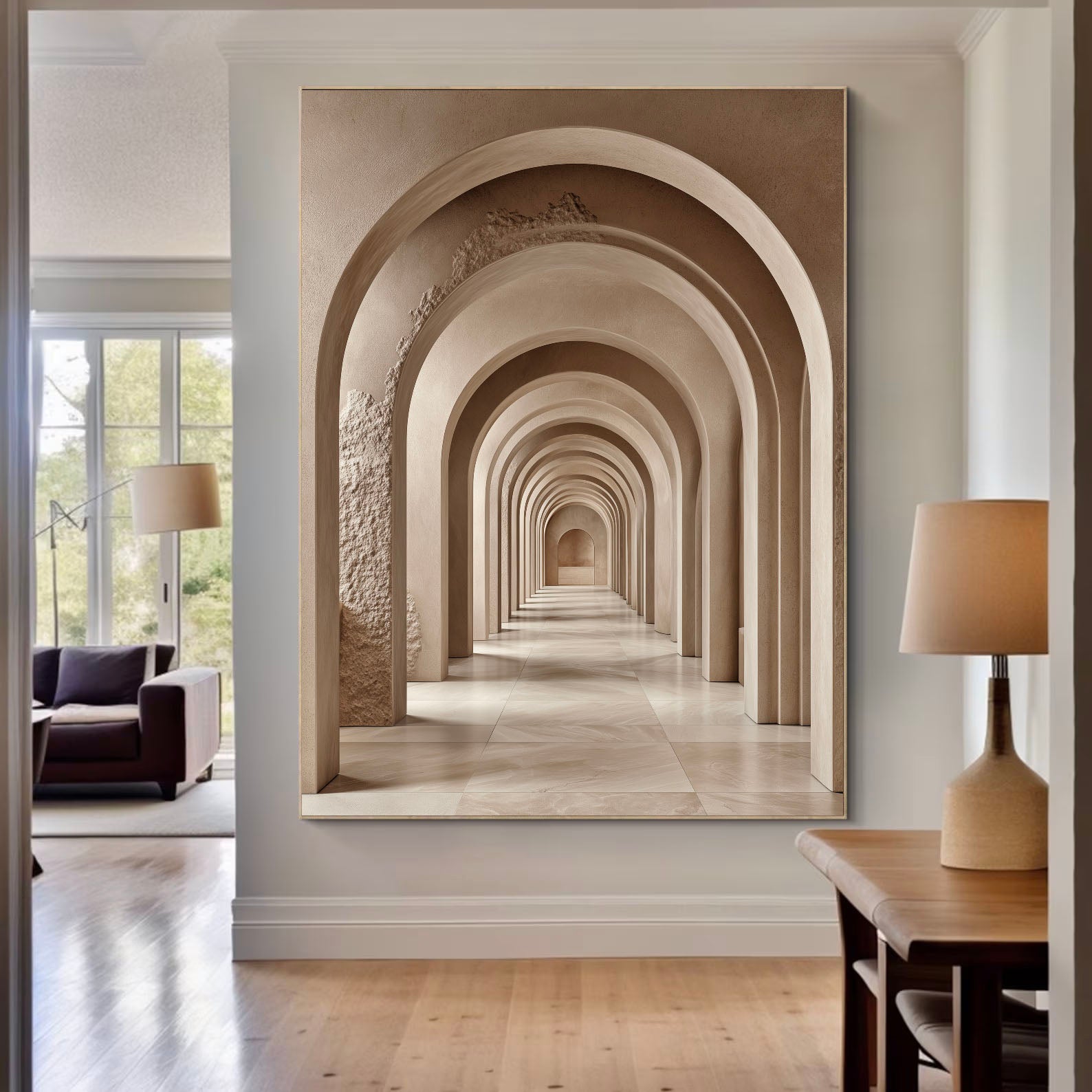 Textured Archway Serenity | Neutral Corridors