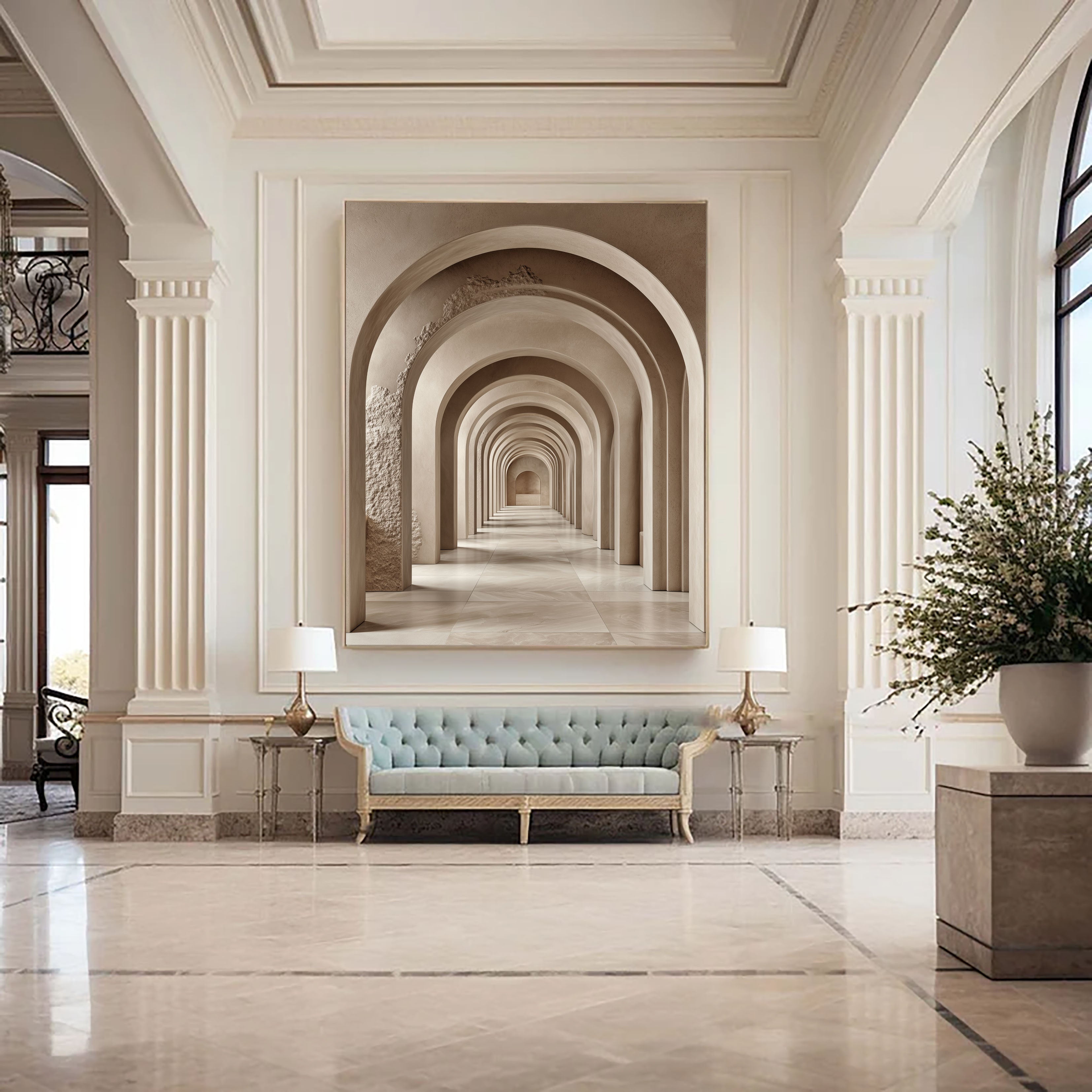 Textured Archway Serenity | Neutral Corridors