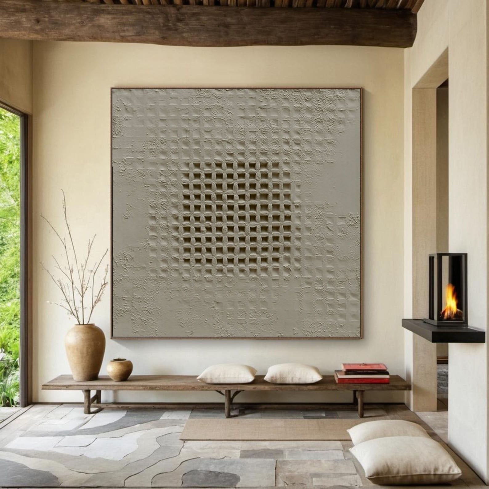 Subtle Grid Relief | Neutral Tone