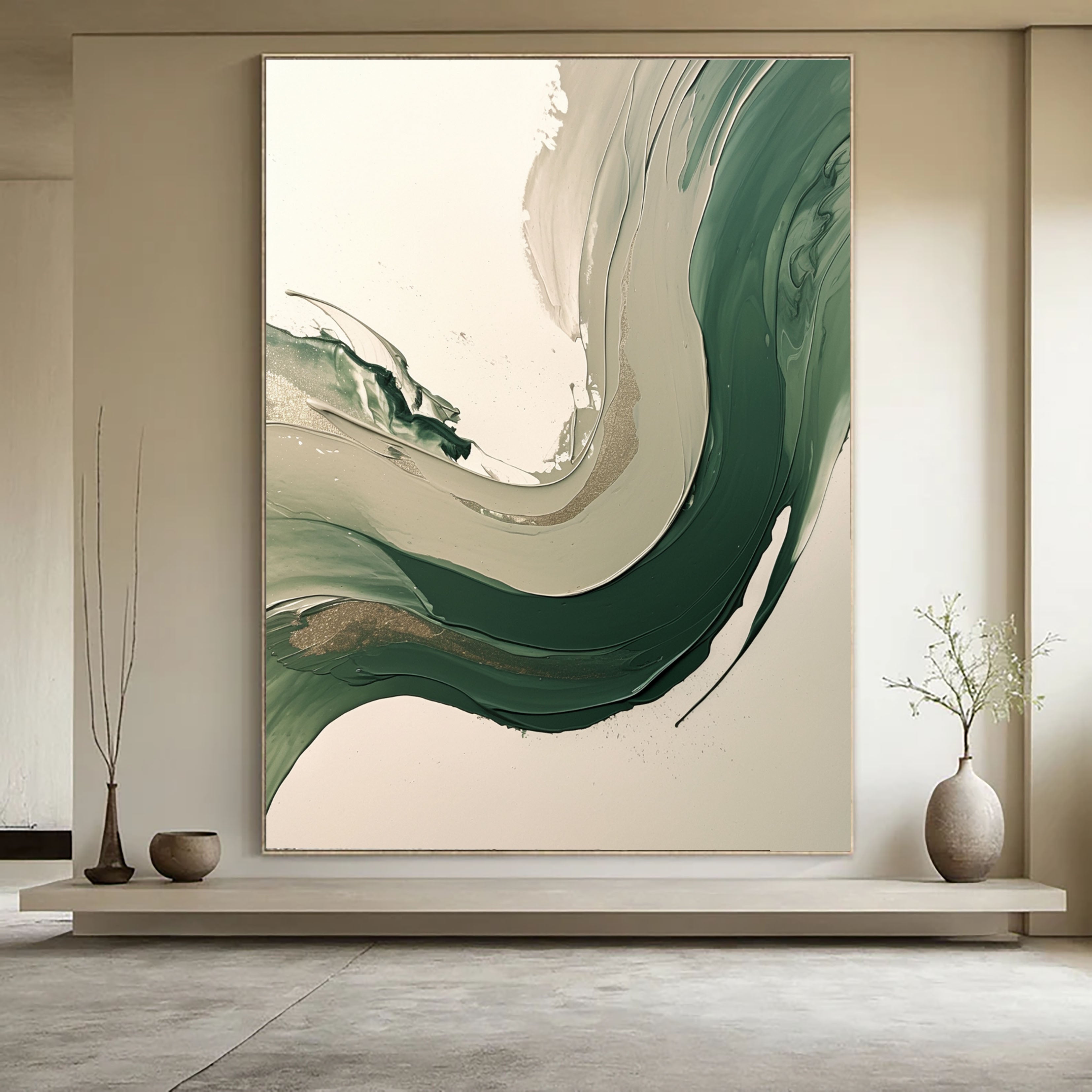 Textured Green Flow | Neutral Swirl