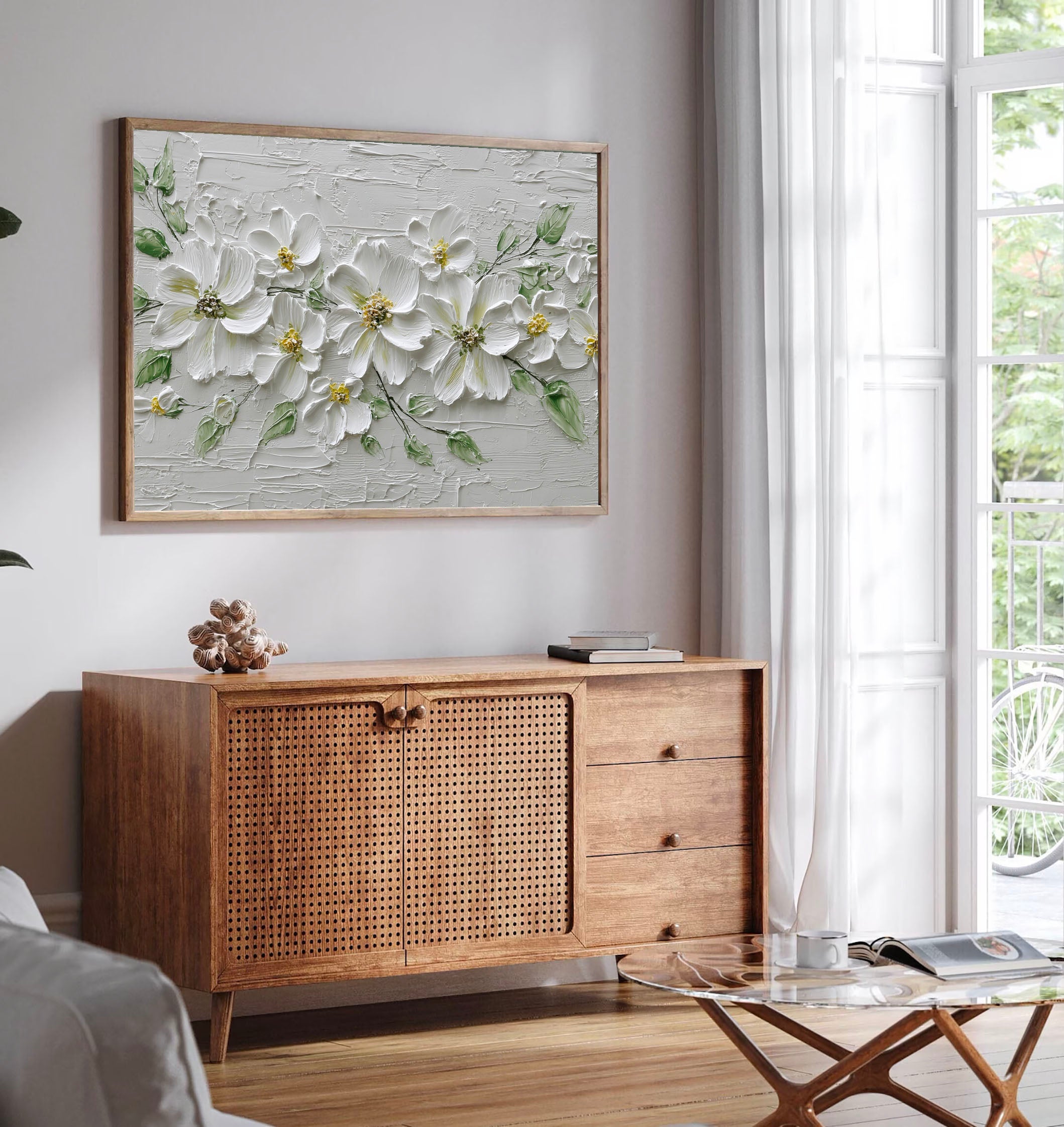 Textured Floral Grace | White Blooms