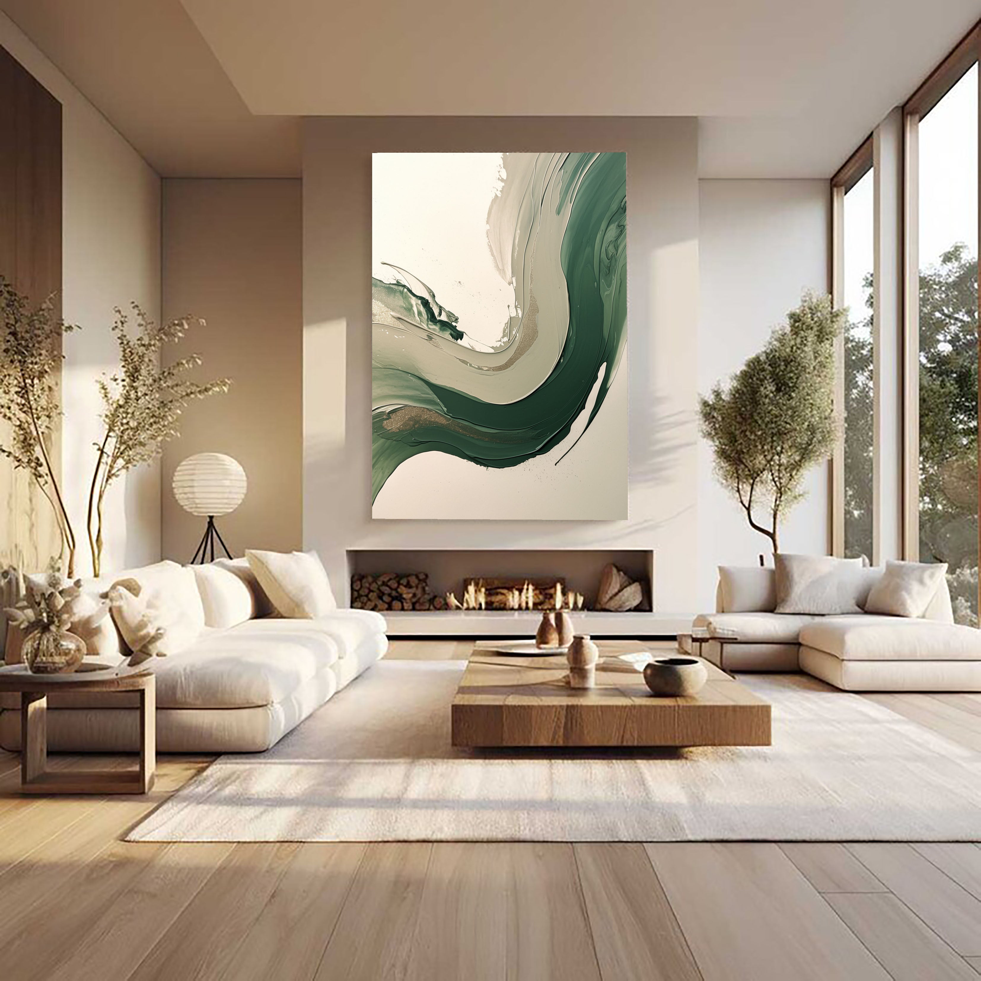 Textured Green Flow | Neutral Swirl