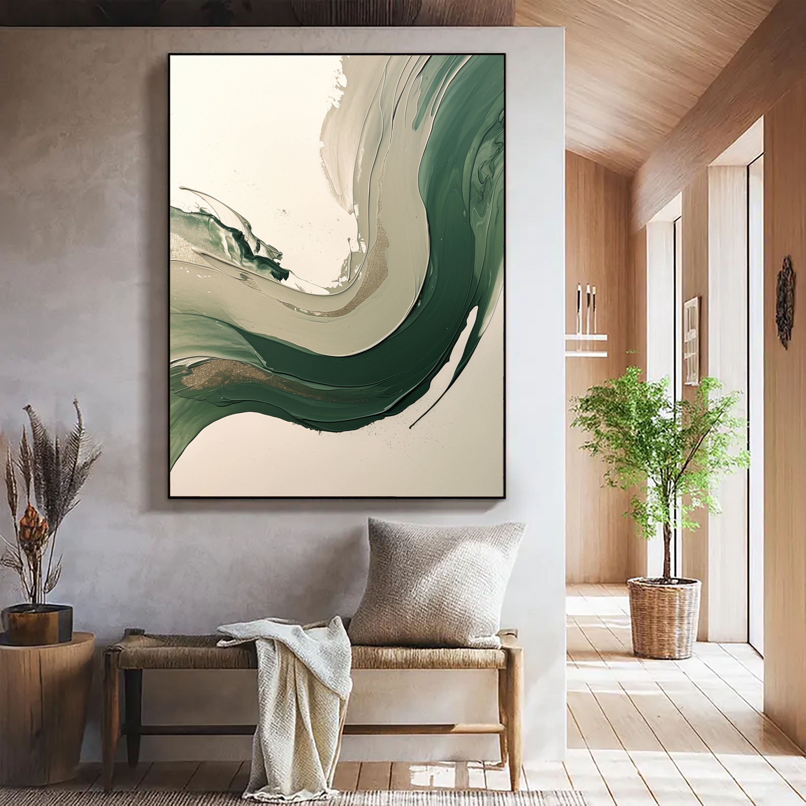 Textured Green Flow | Neutral Swirl