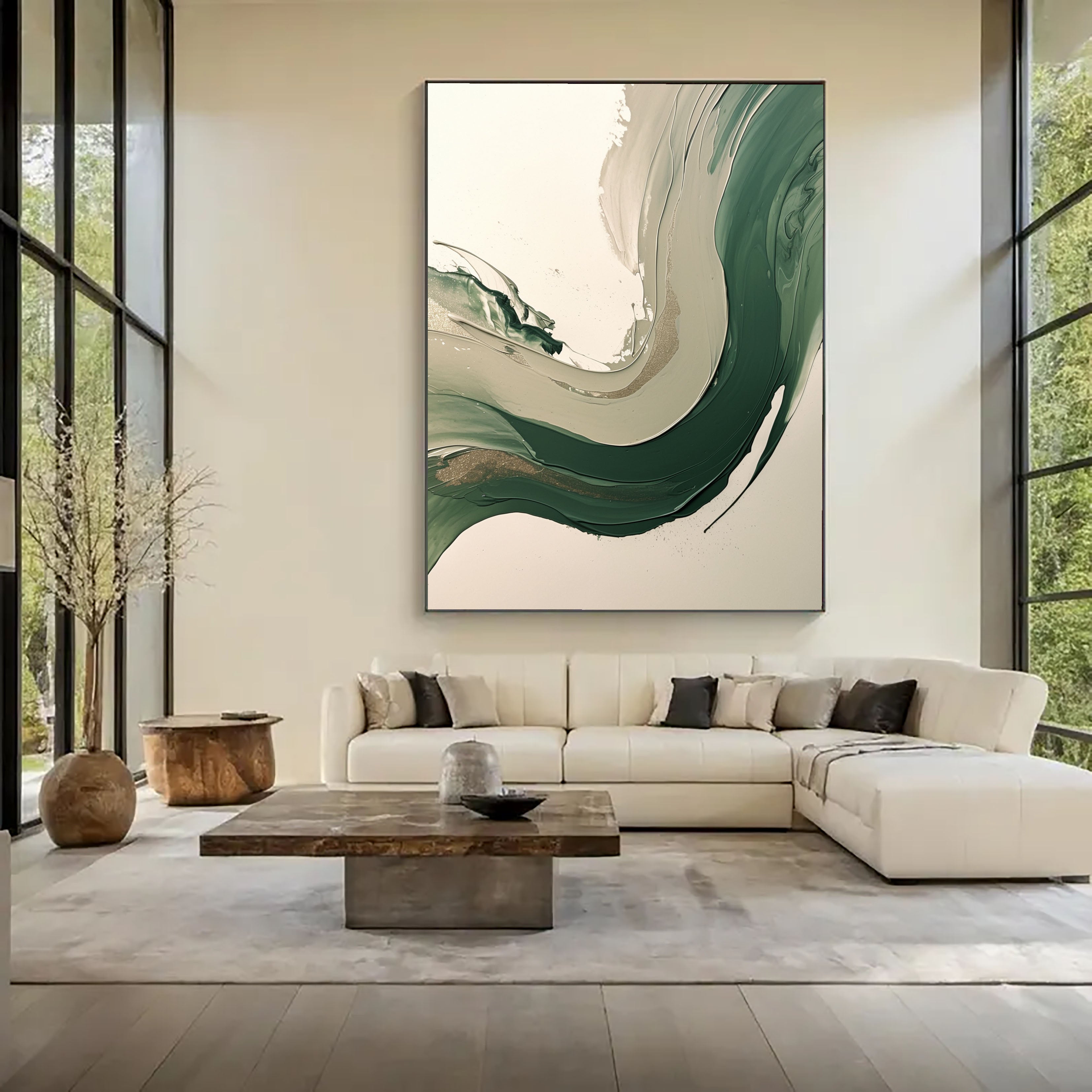 Textured Green Flow | Neutral Swirl