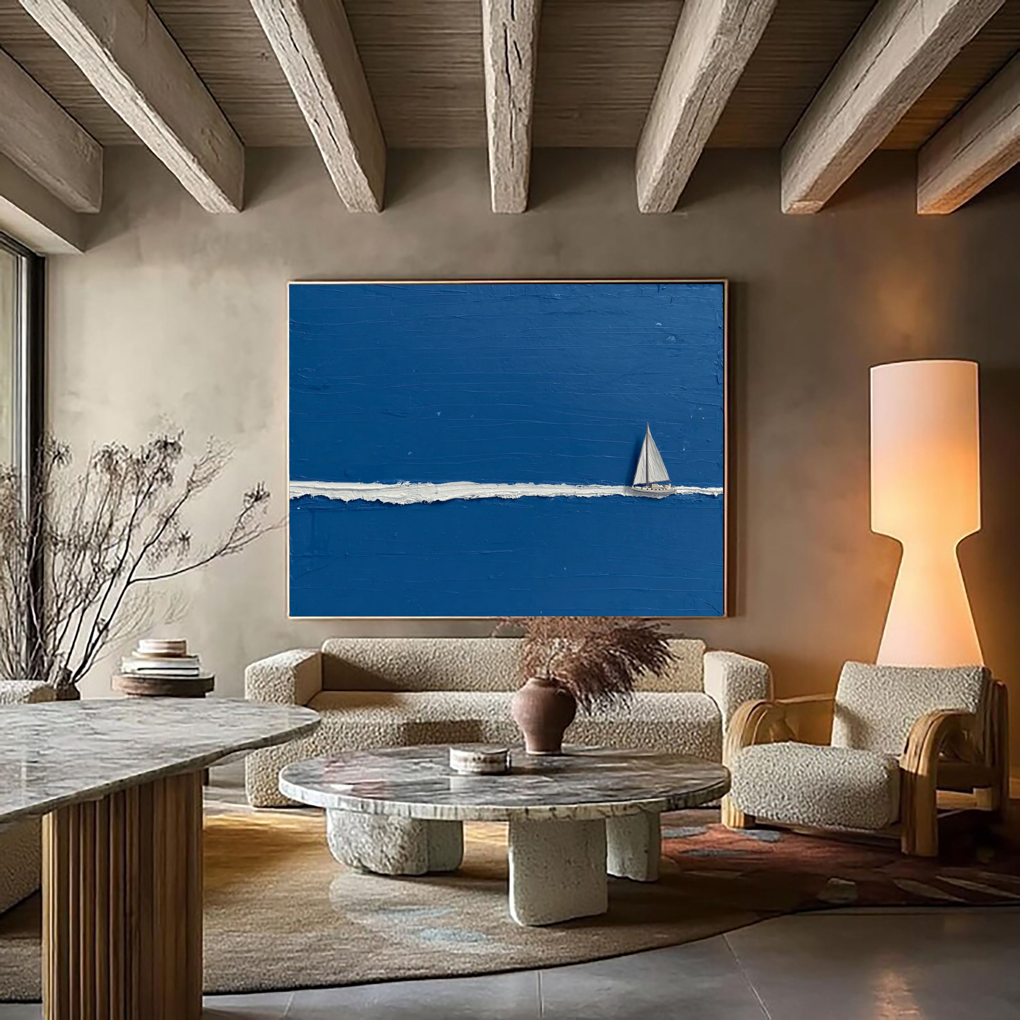 Textured Nautical Sail | Blue Waves