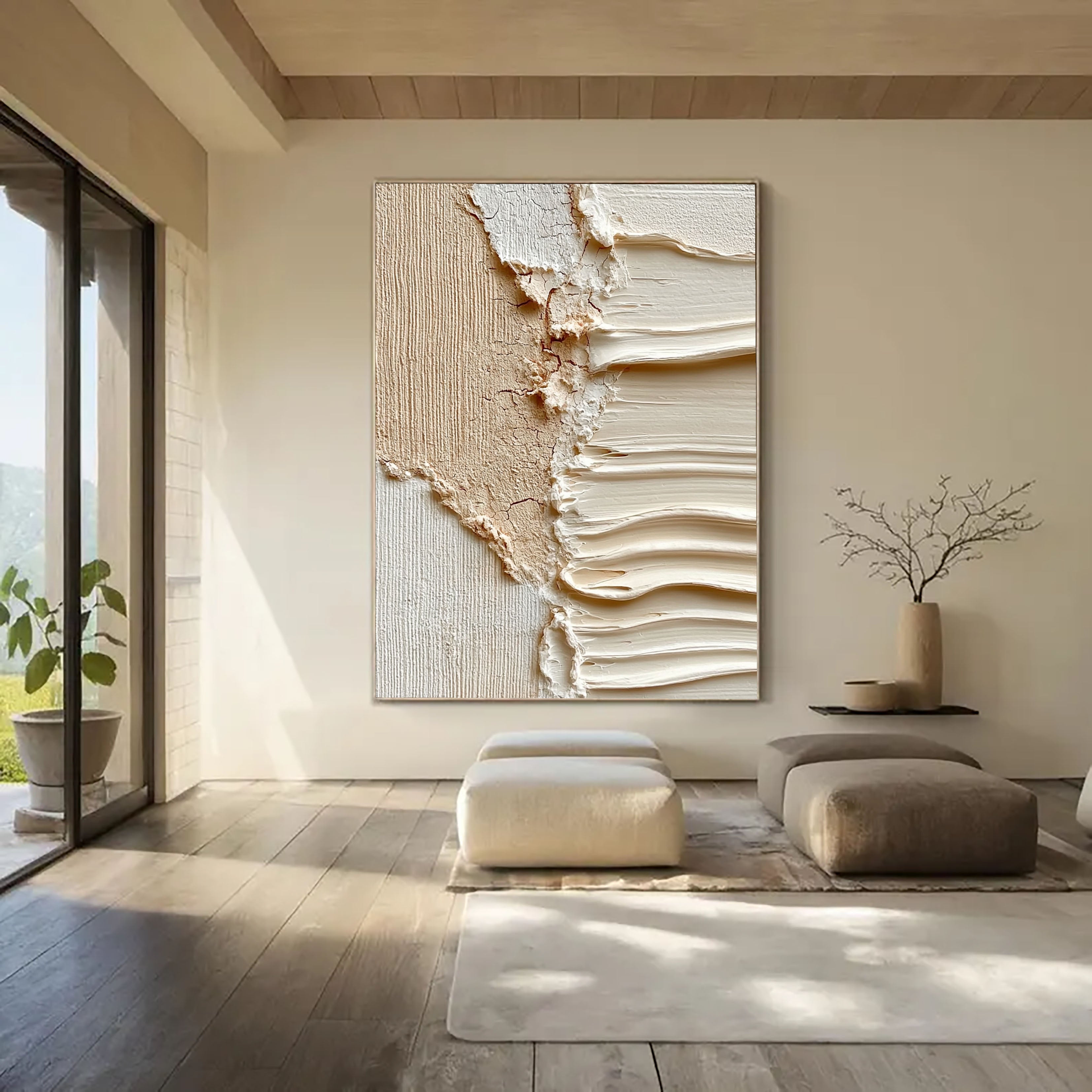 Textured Beige Undulation | Cream Ripples