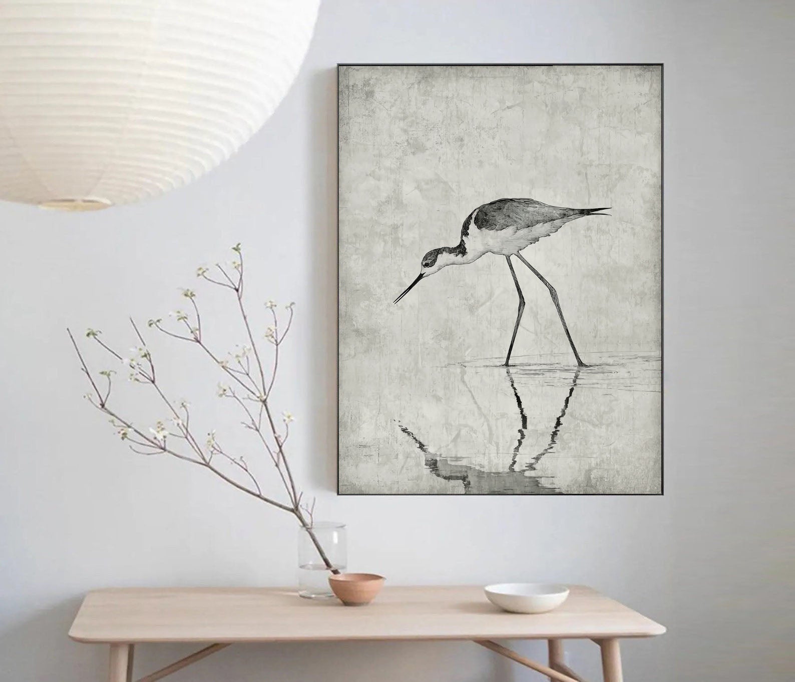 Textured Wading Bird | Monochrome Reflections