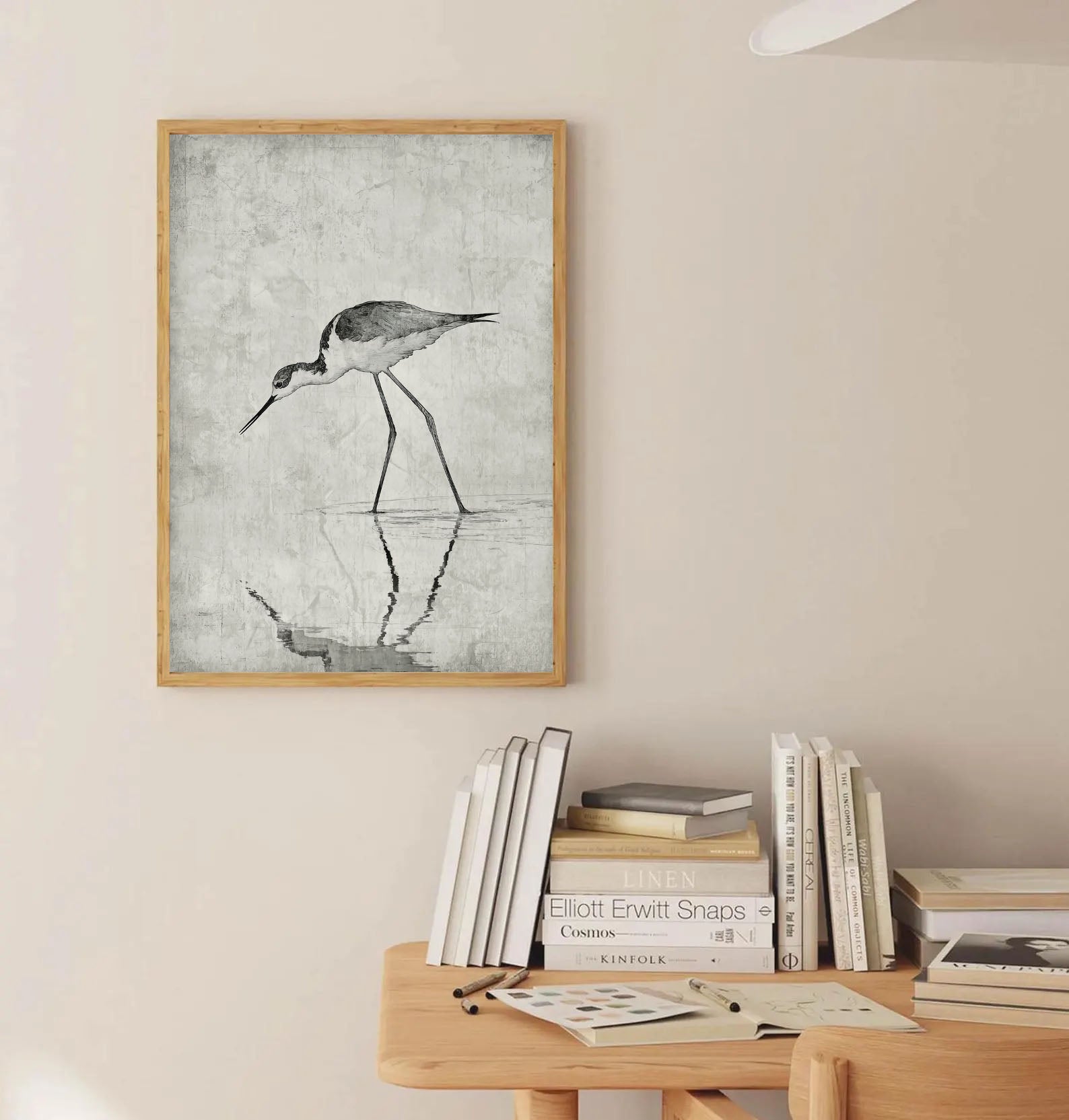 Textured Wading Bird | Monochrome Reflections