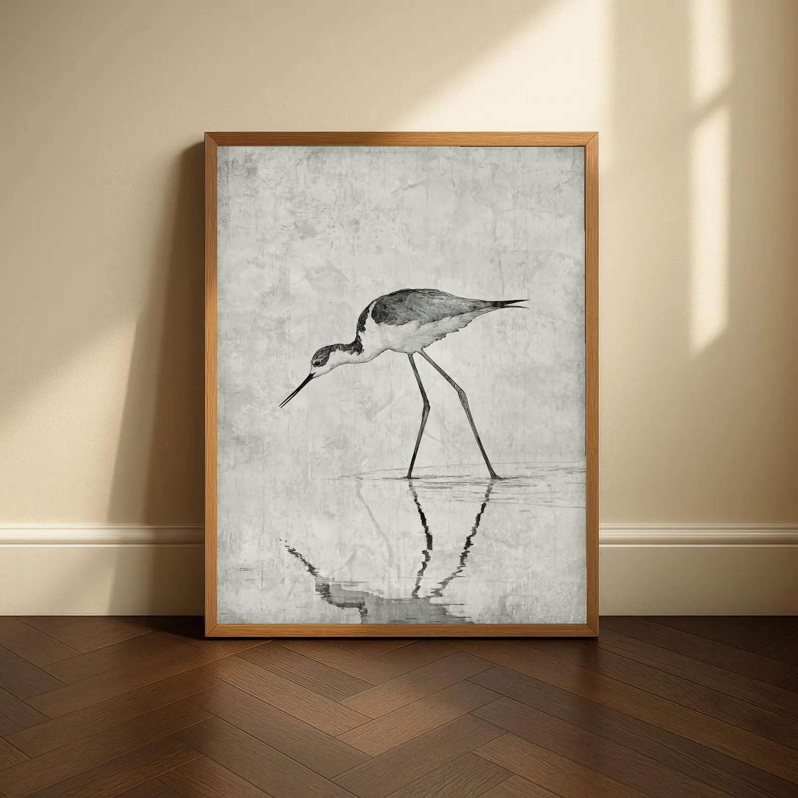 Textured Wading Bird | Monochrome Reflections