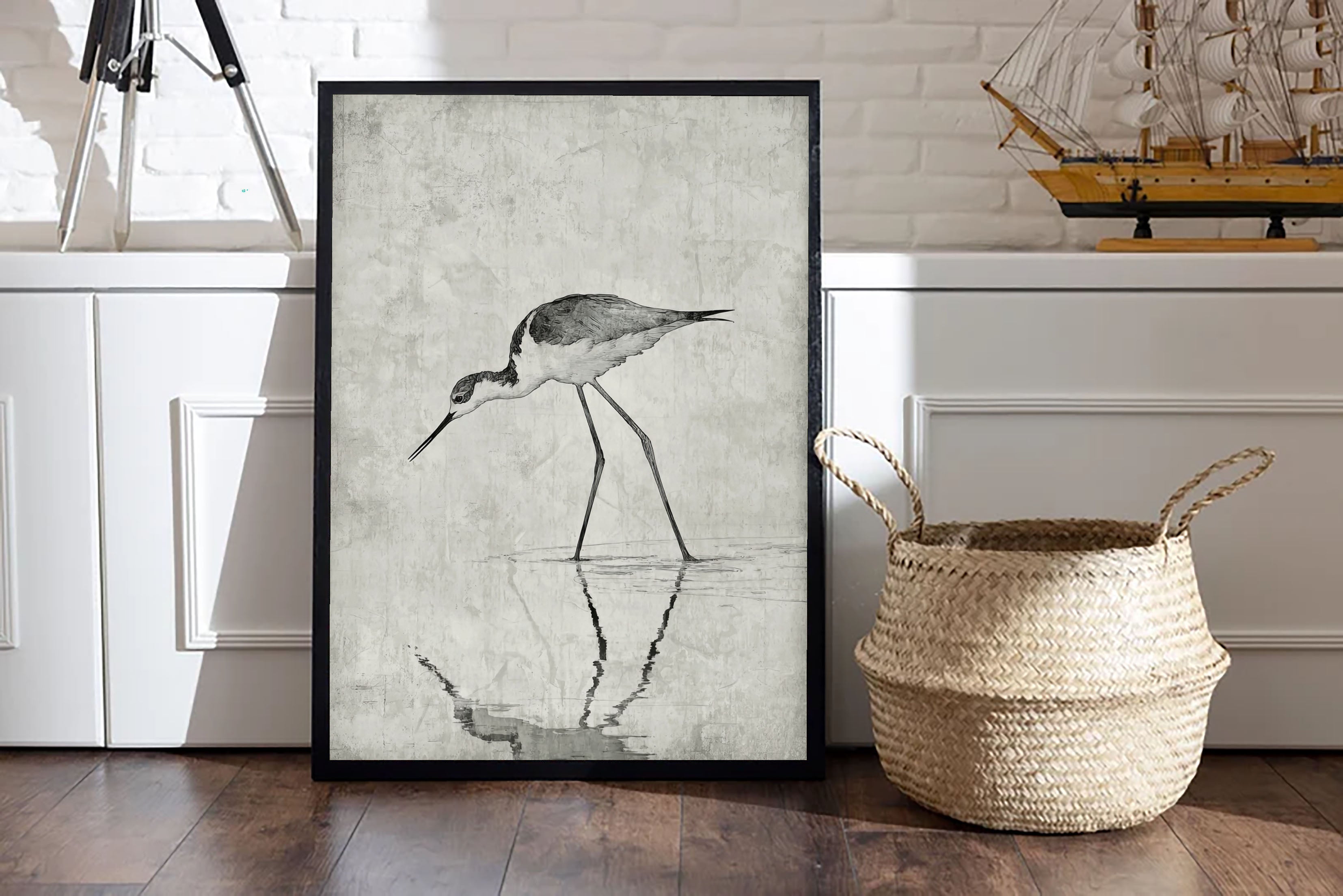 Textured Wading Bird | Monochrome Reflections