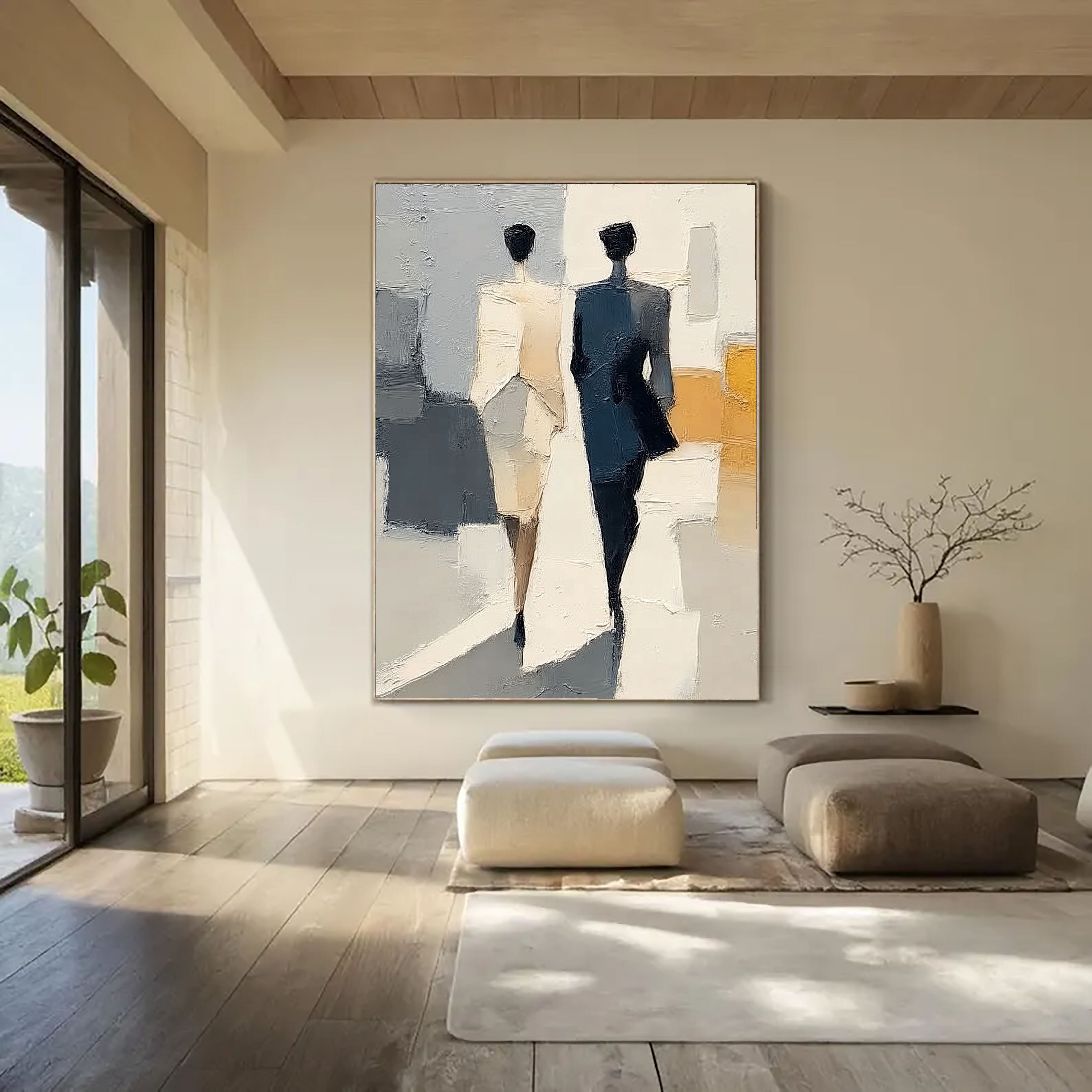 Silhouetted Figures Stroll | Urban Hues