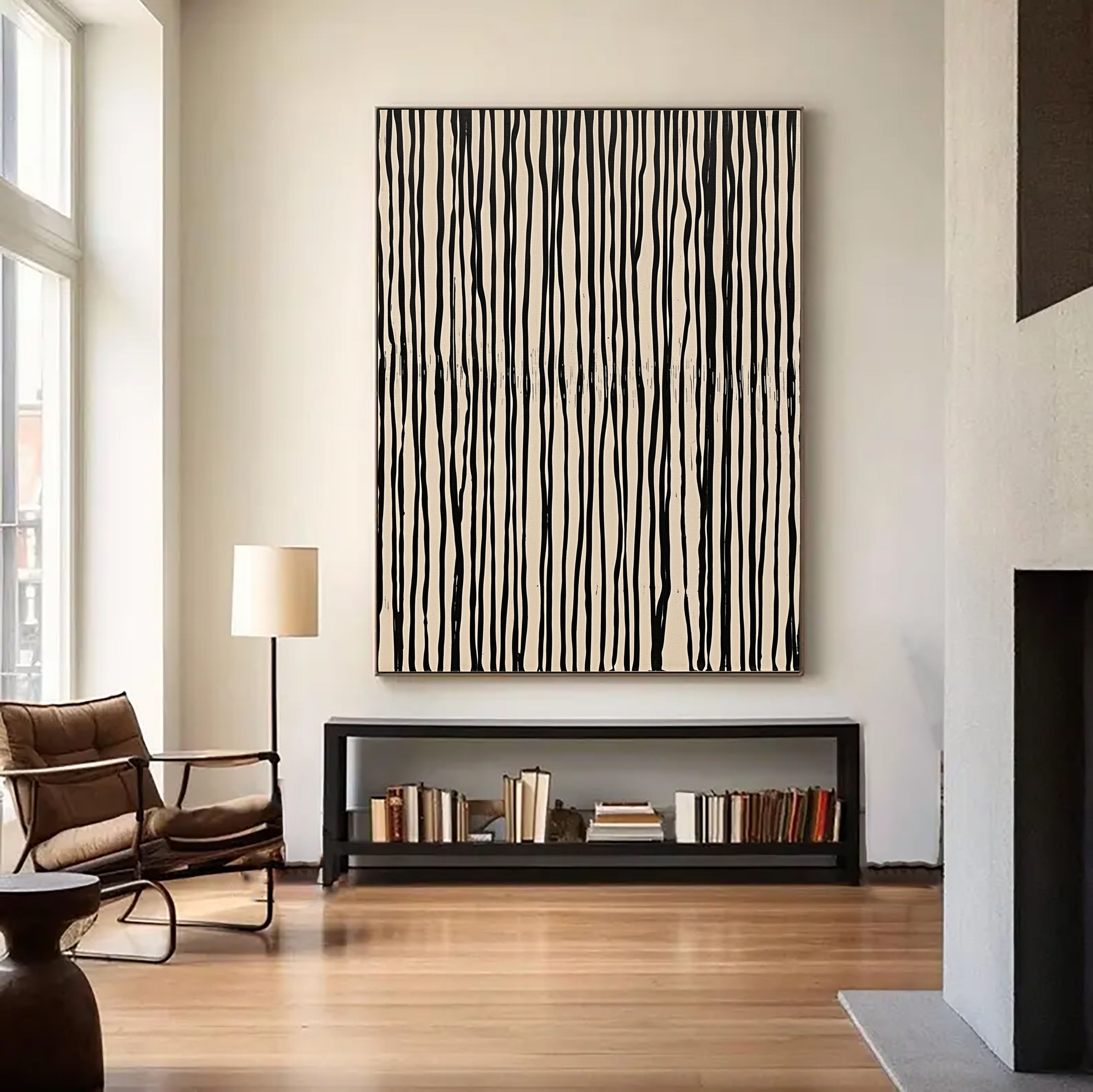 Textured Monochrome Lines | Black Beige