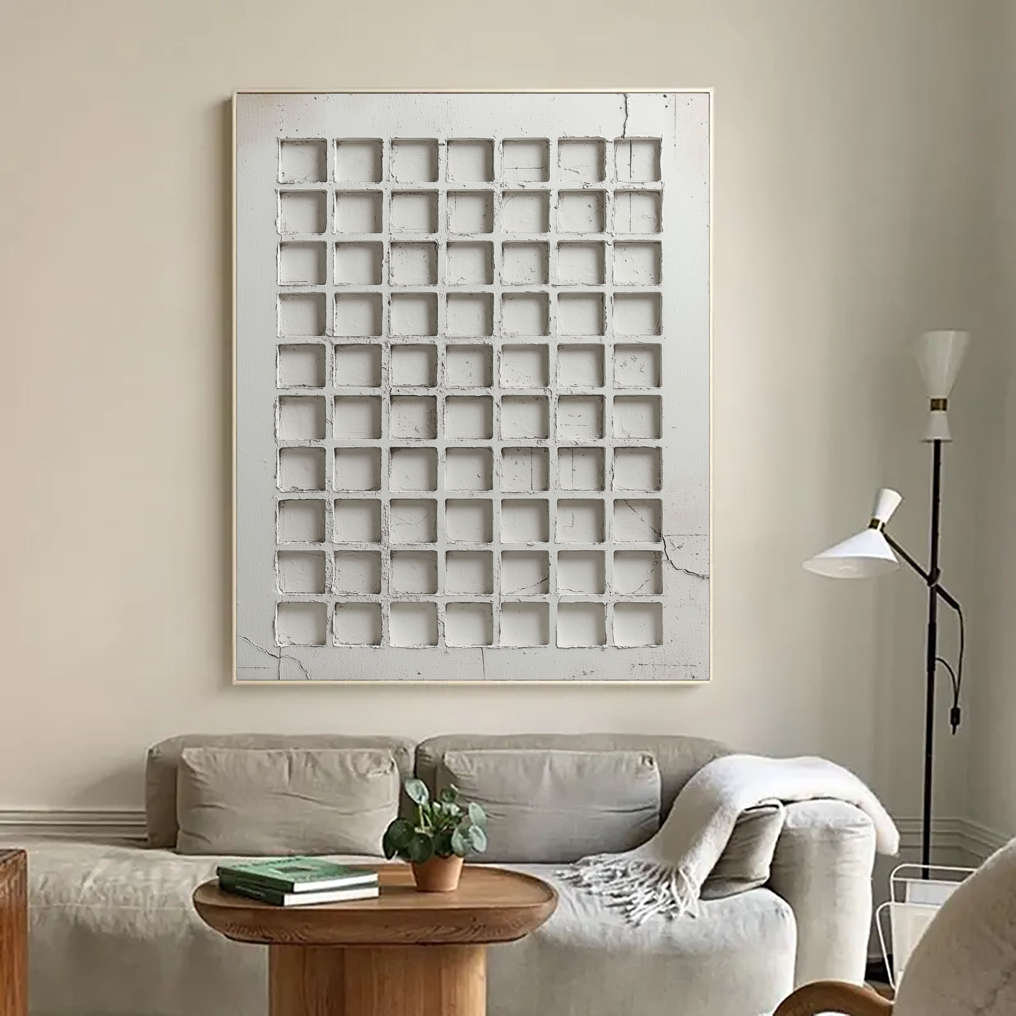 Textured Grid Voids | White Squares
