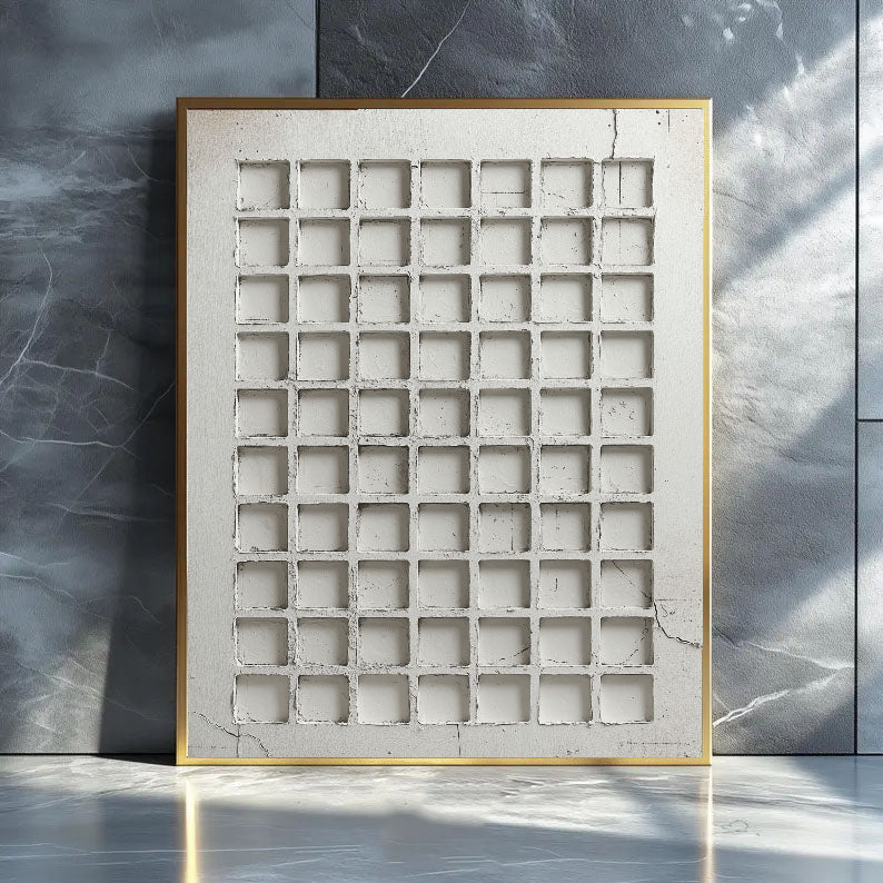 Textured Grid Voids | White Squares