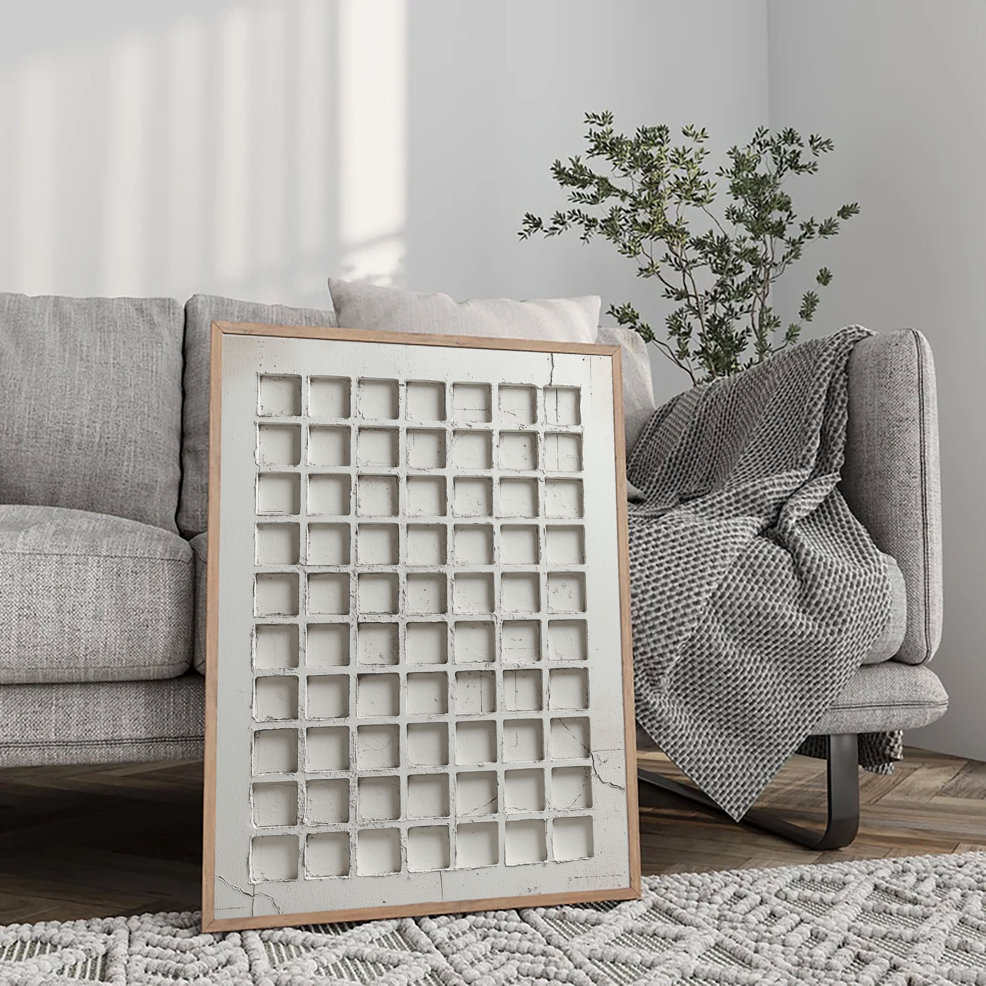 Textured Grid Voids | White Squares
