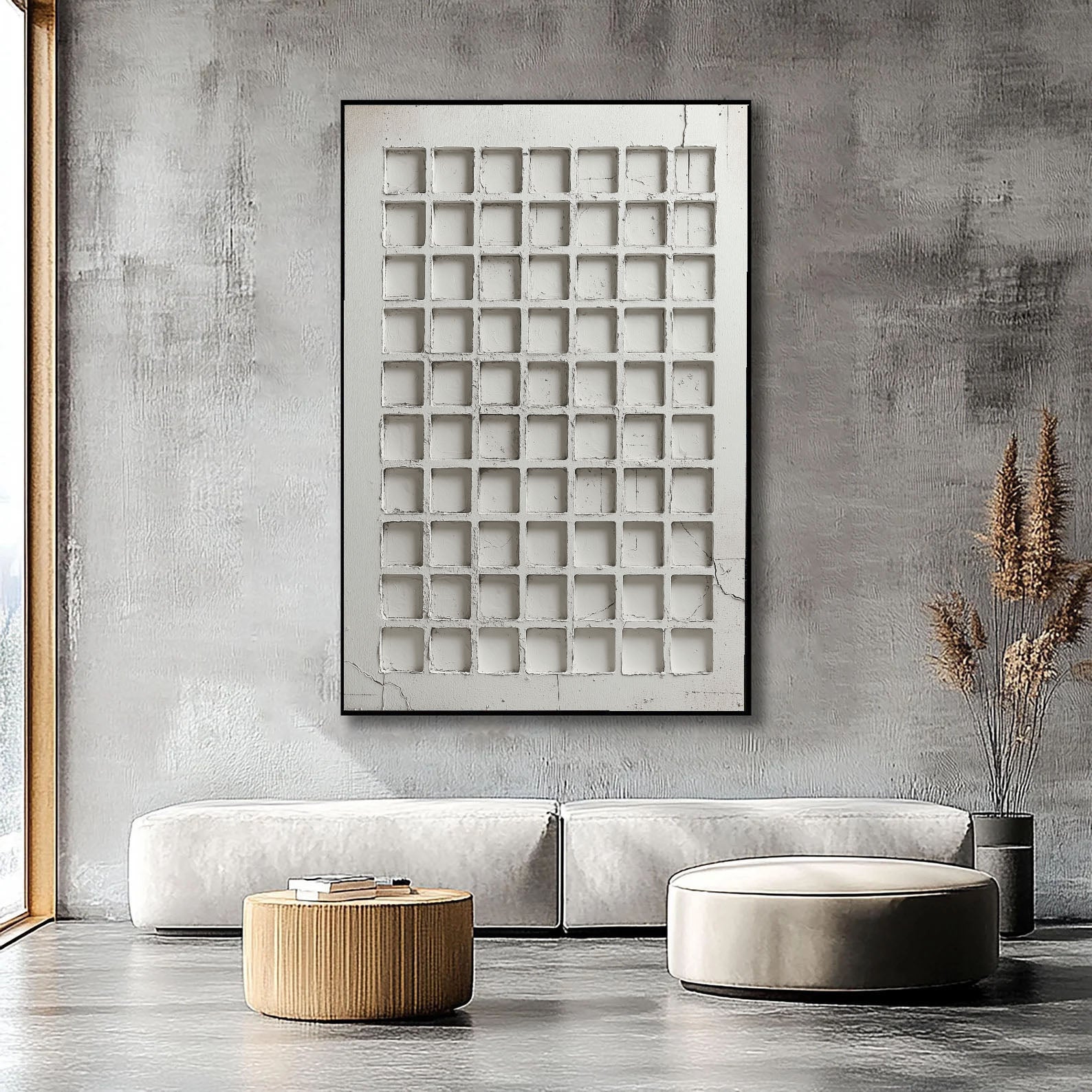 Textured Grid Voids | White Squares