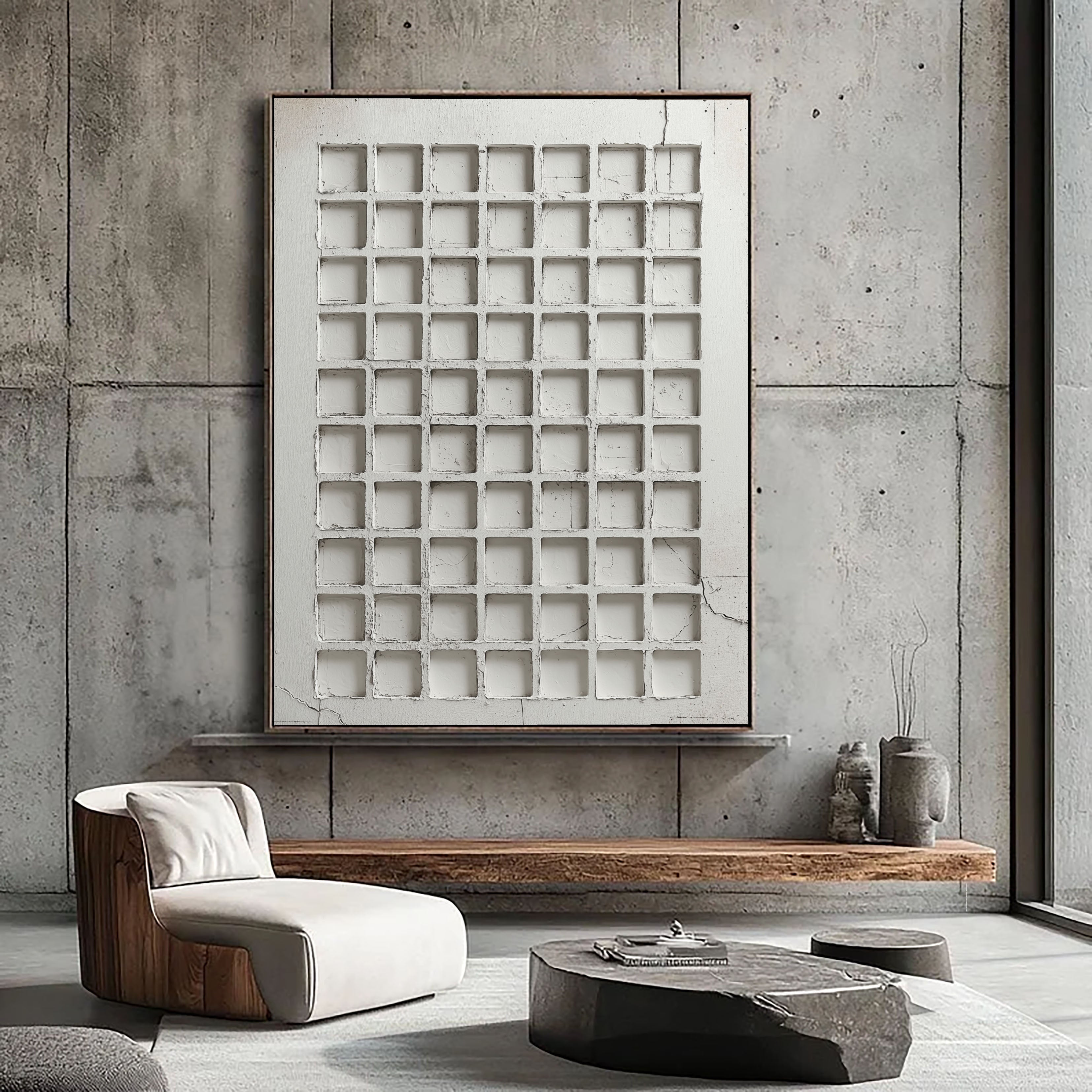 Textured Grid Voids | White Squares