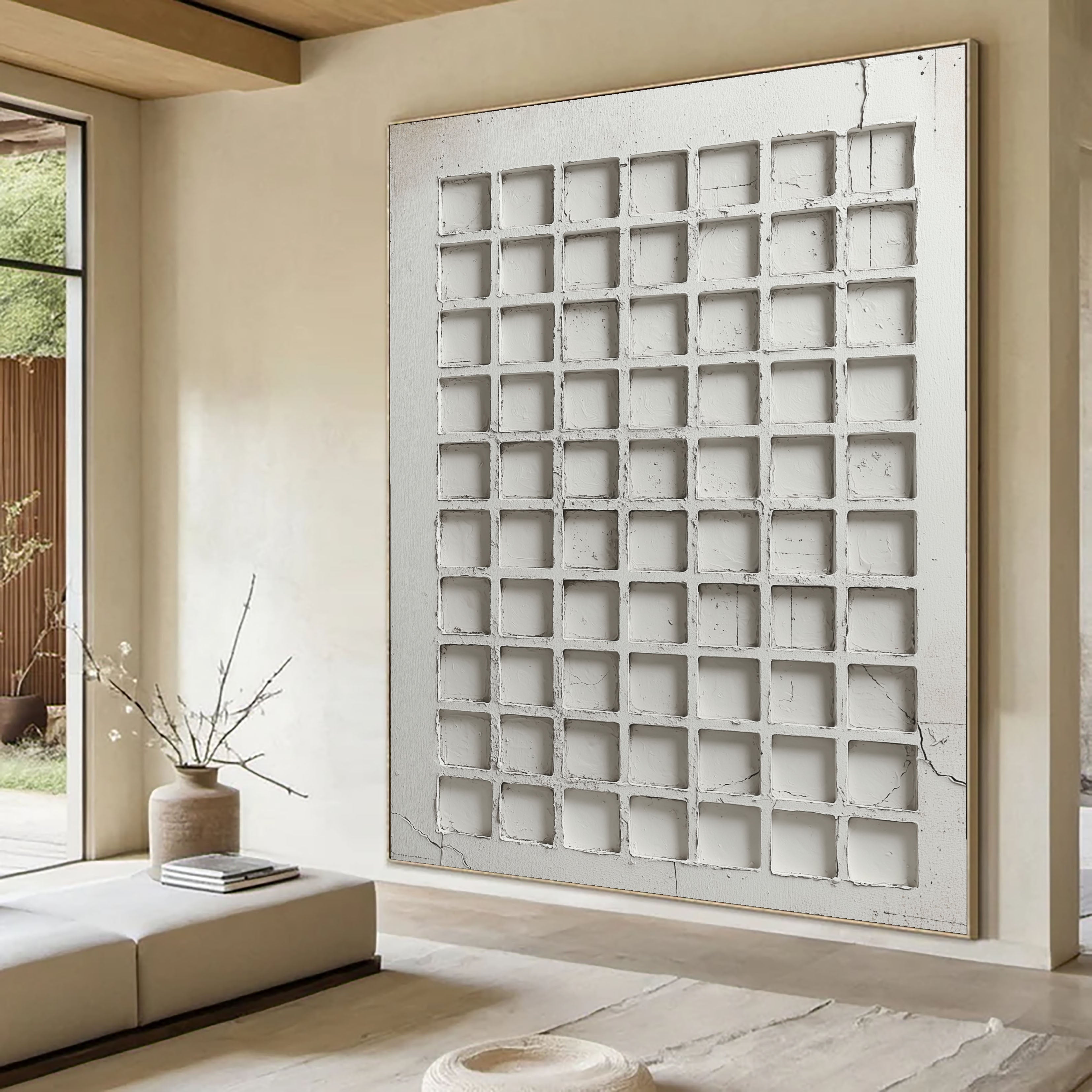 Textured Grid Voids | White Squares