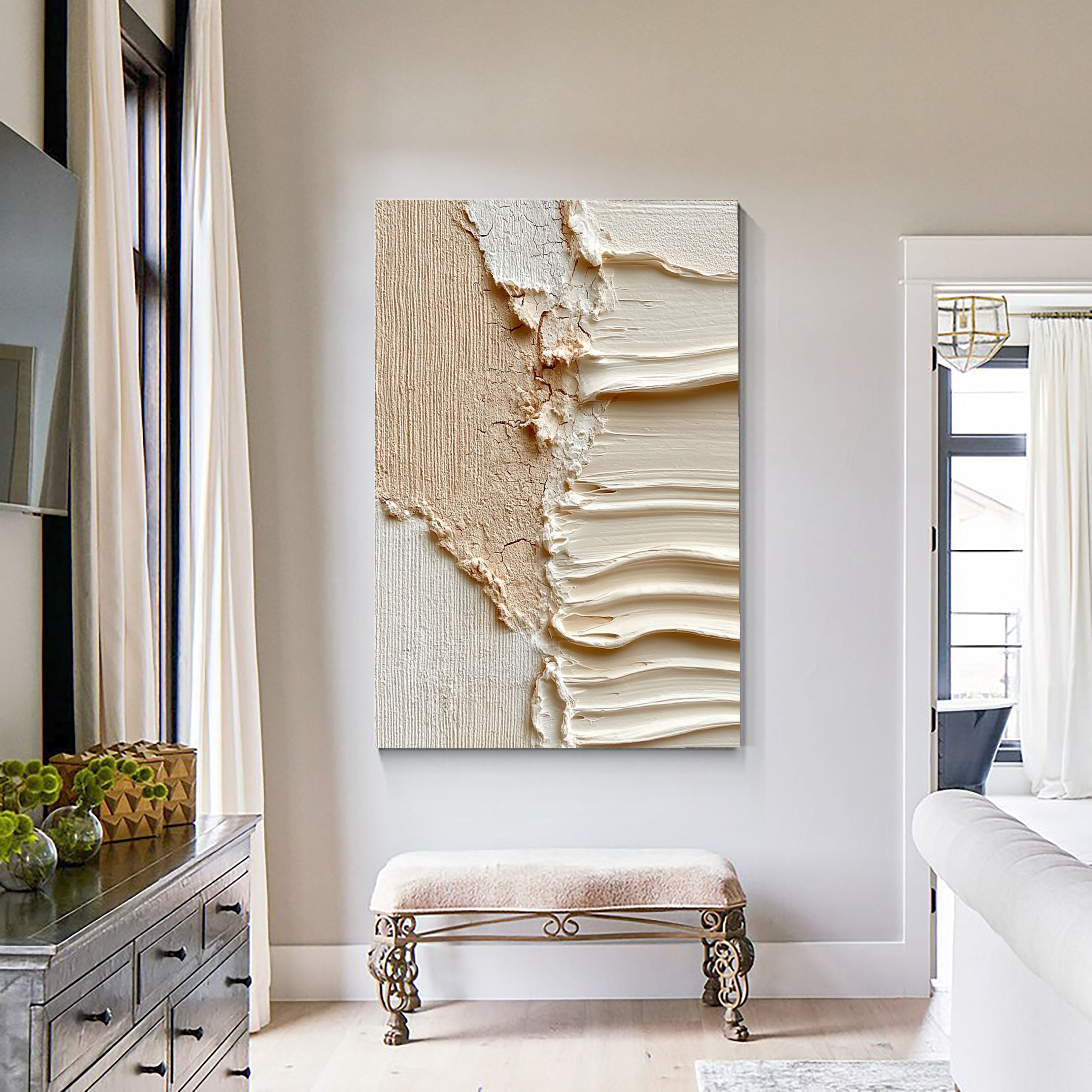 Textured Beige Undulation | Cream Ripples