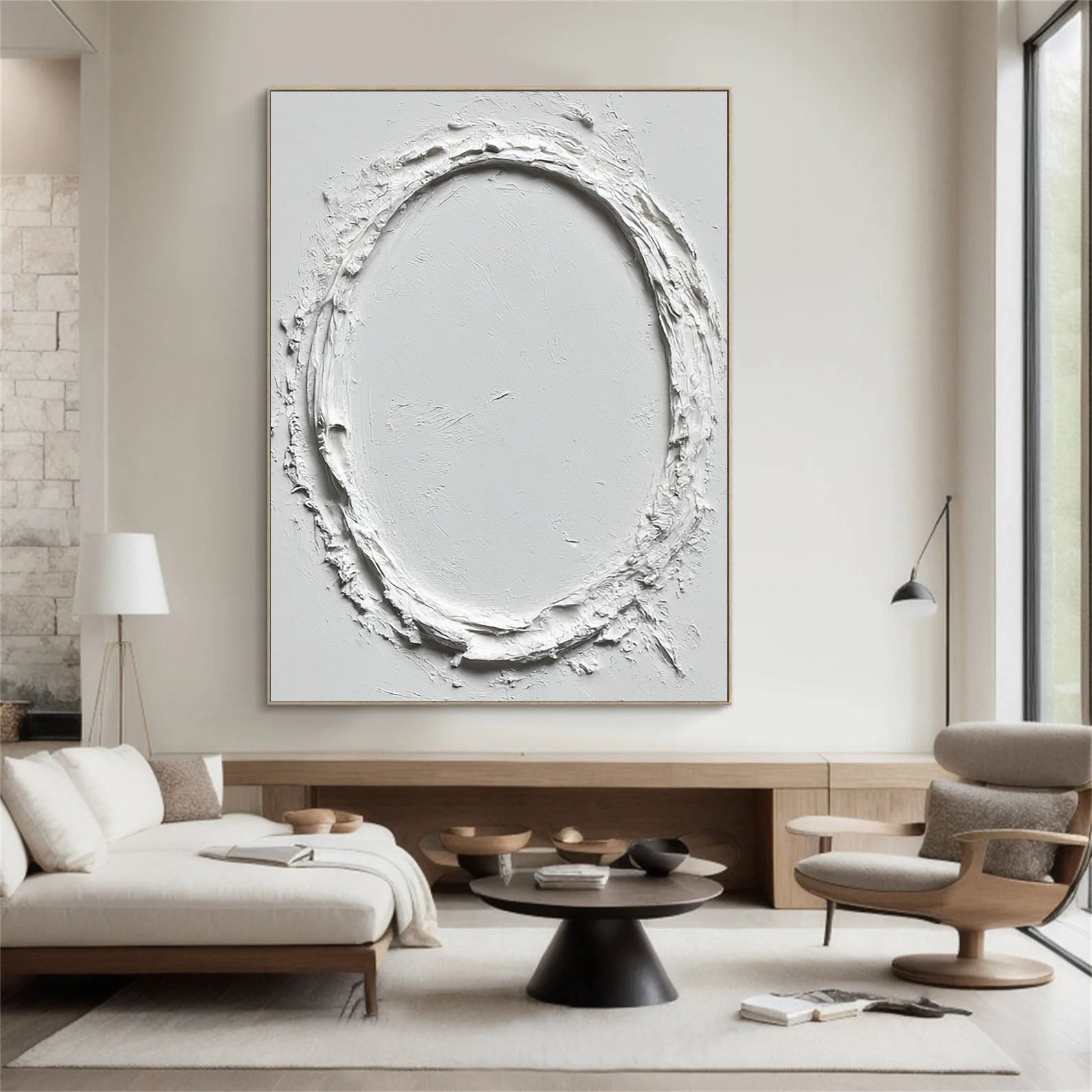 Textured Oval Contour | White Silhouette