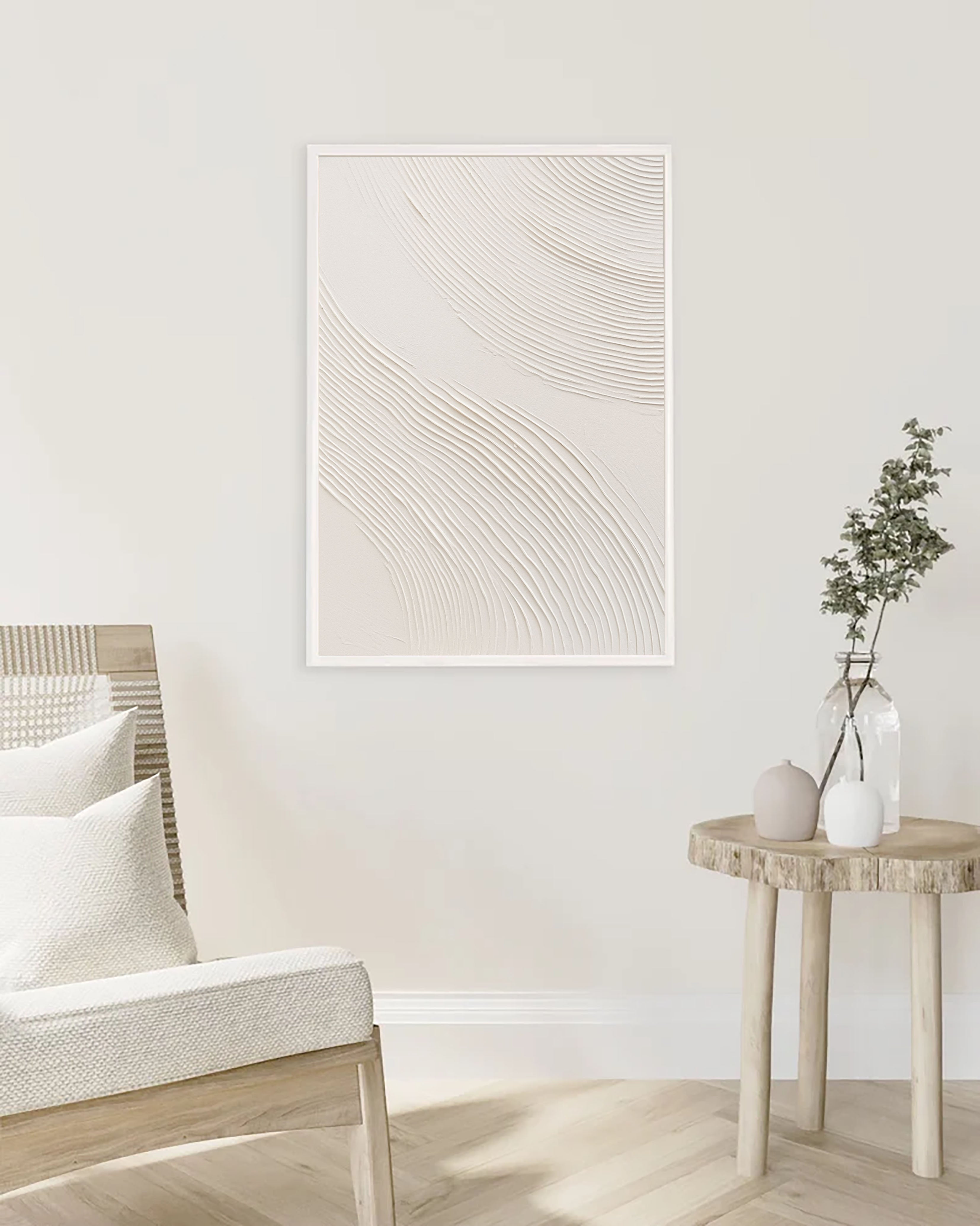 Textured White Rhythm | Beige Wave