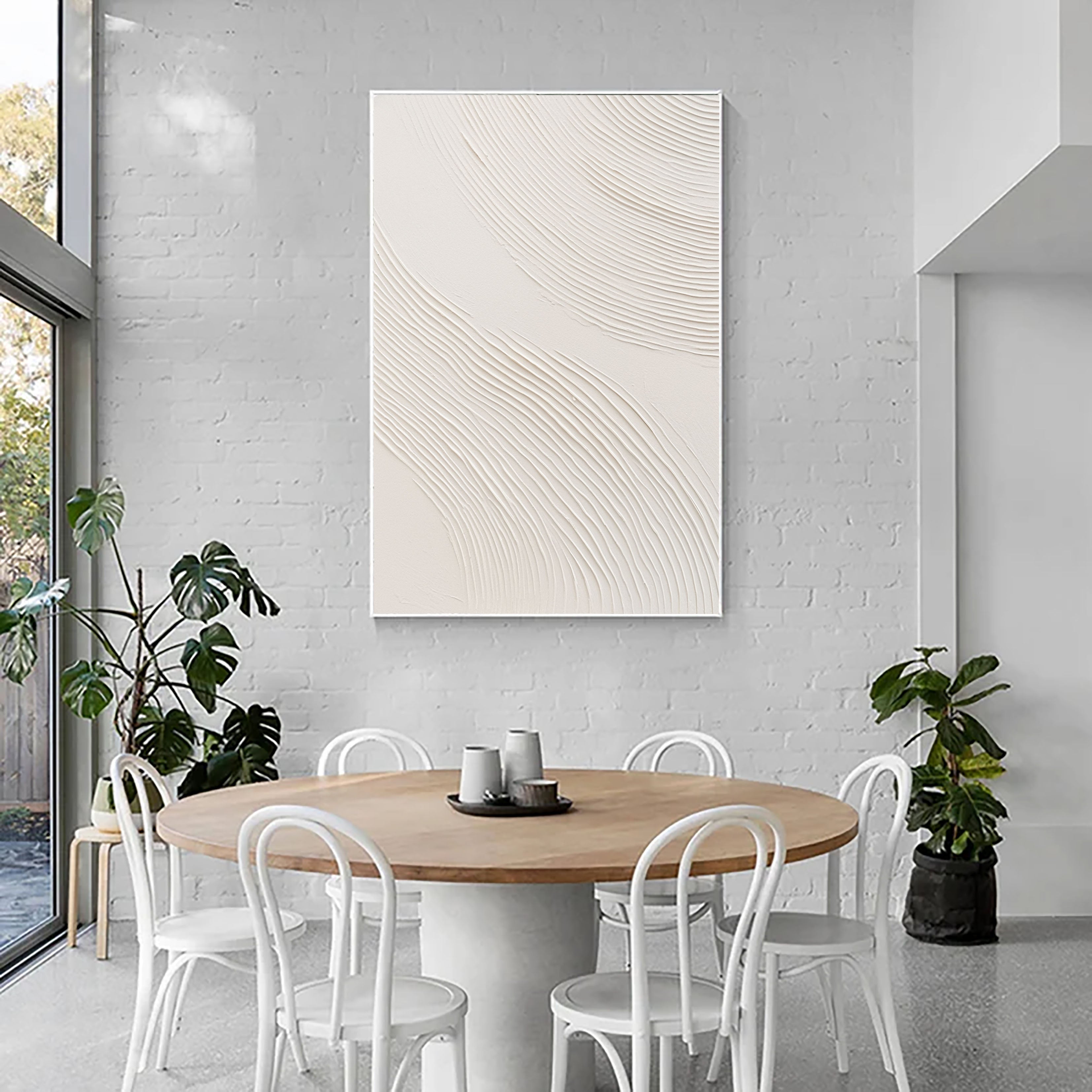 Textured White Rhythm | Beige Wave