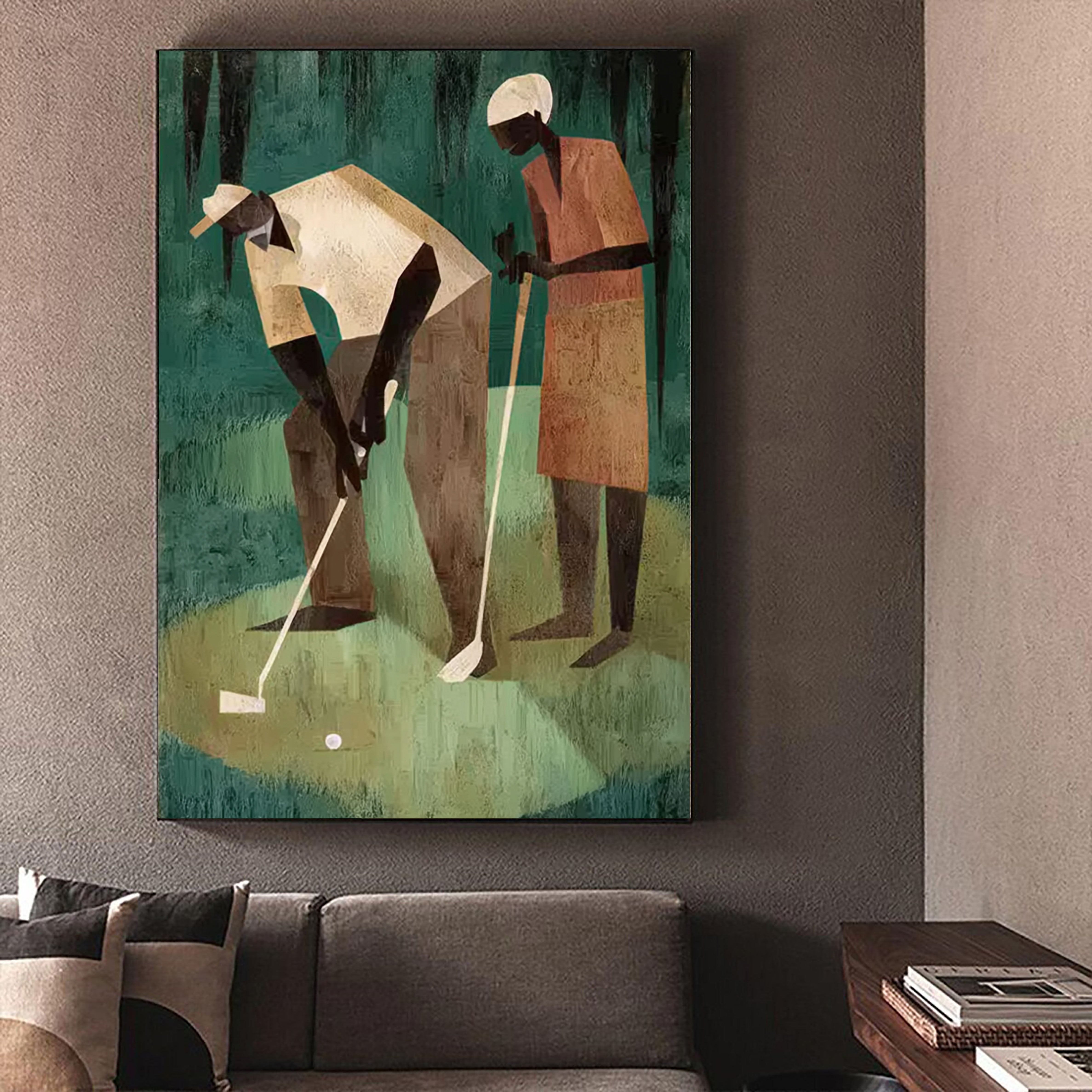 Geometric Golf Scene | Earth & Green