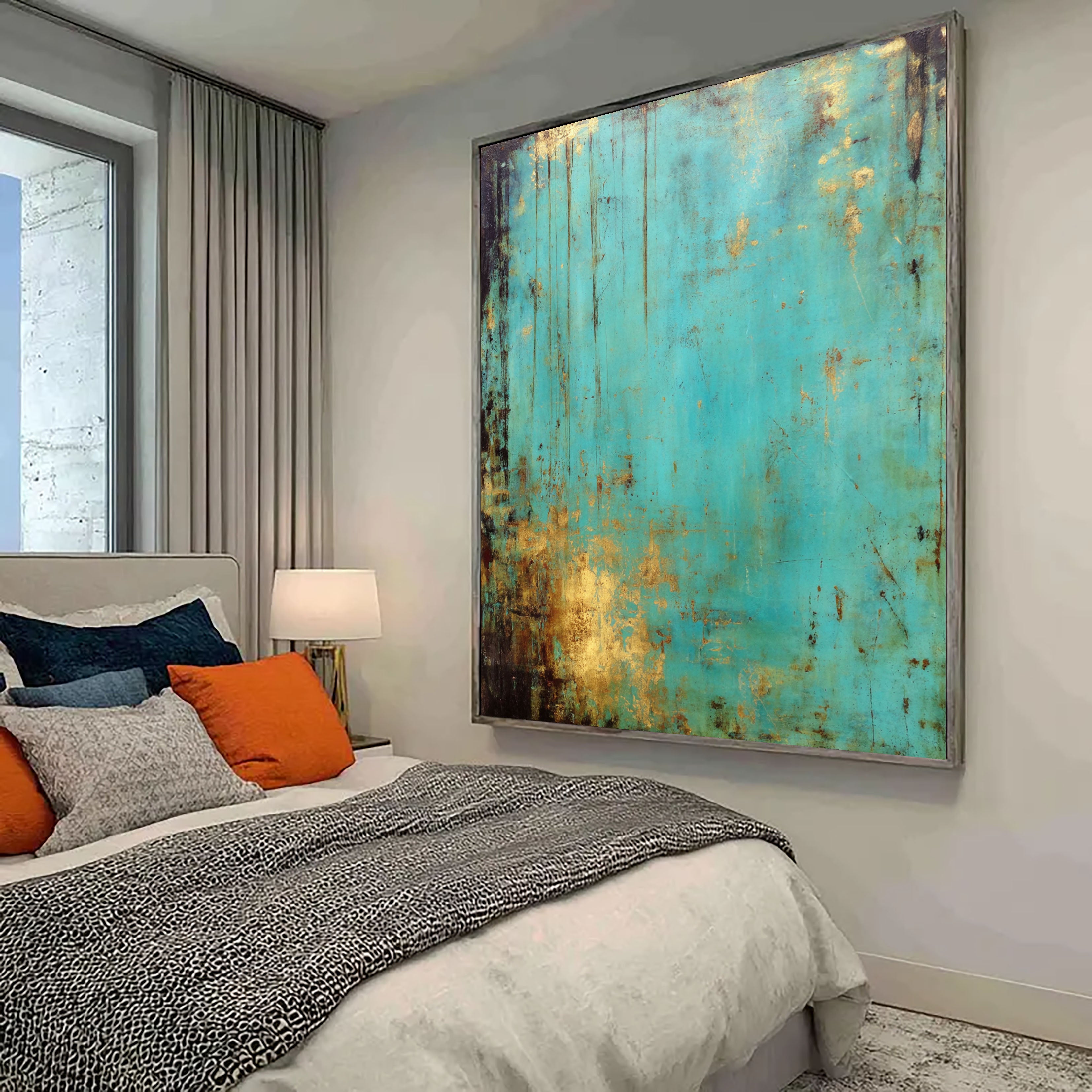 Textured Teal Patina | Gilded Streaks