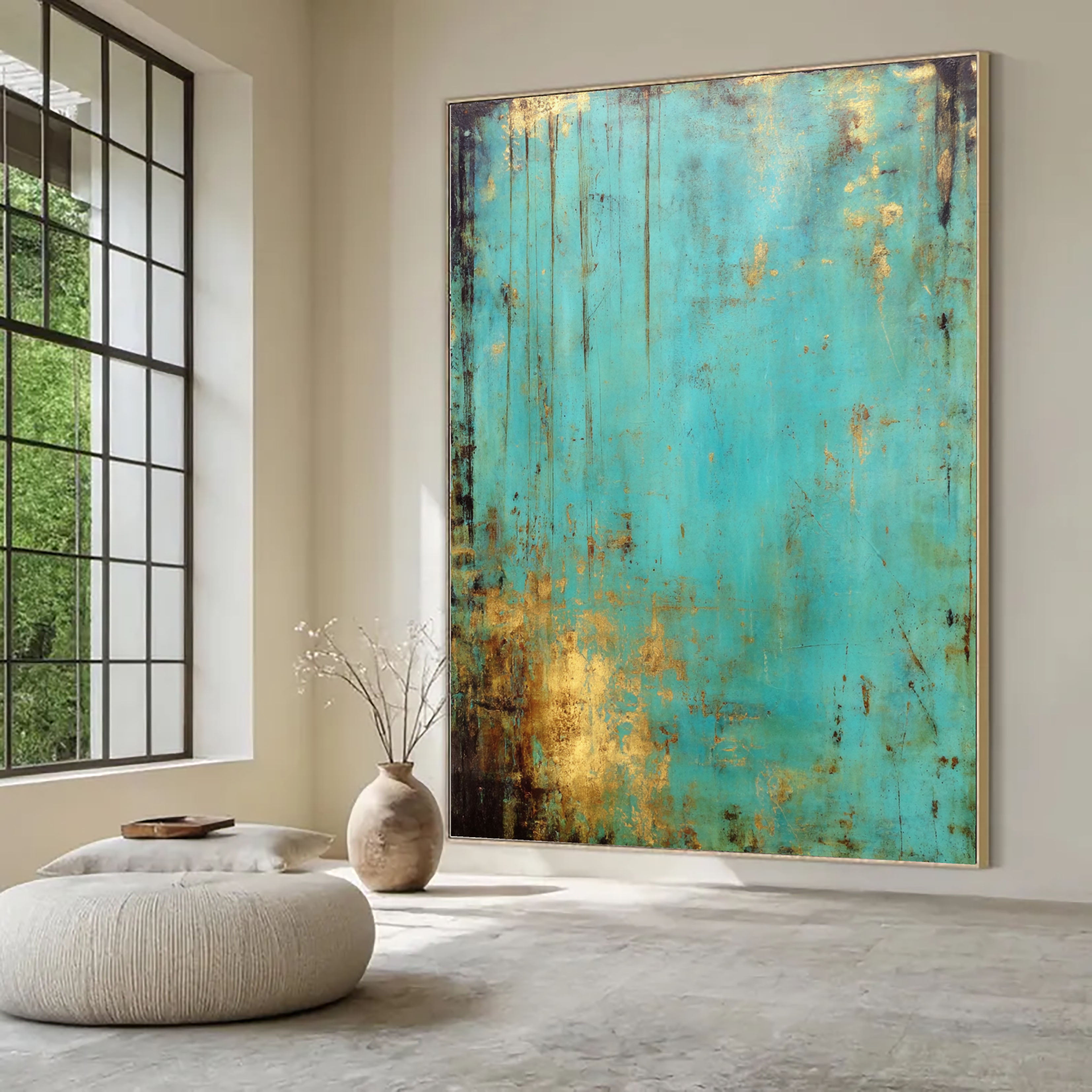 Textured Teal Patina | Gilded Streaks