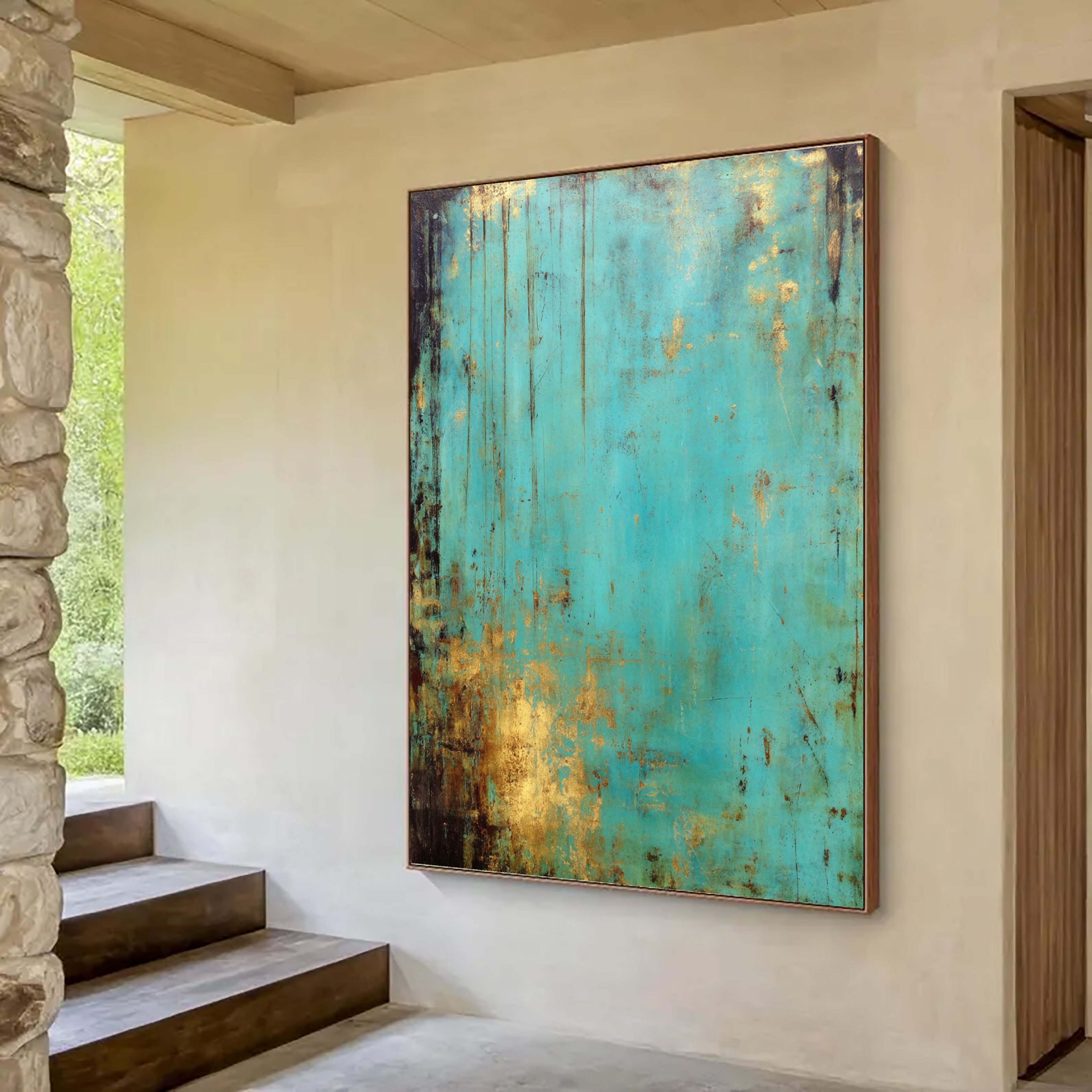 Textured Teal Patina | Gilded Streaks