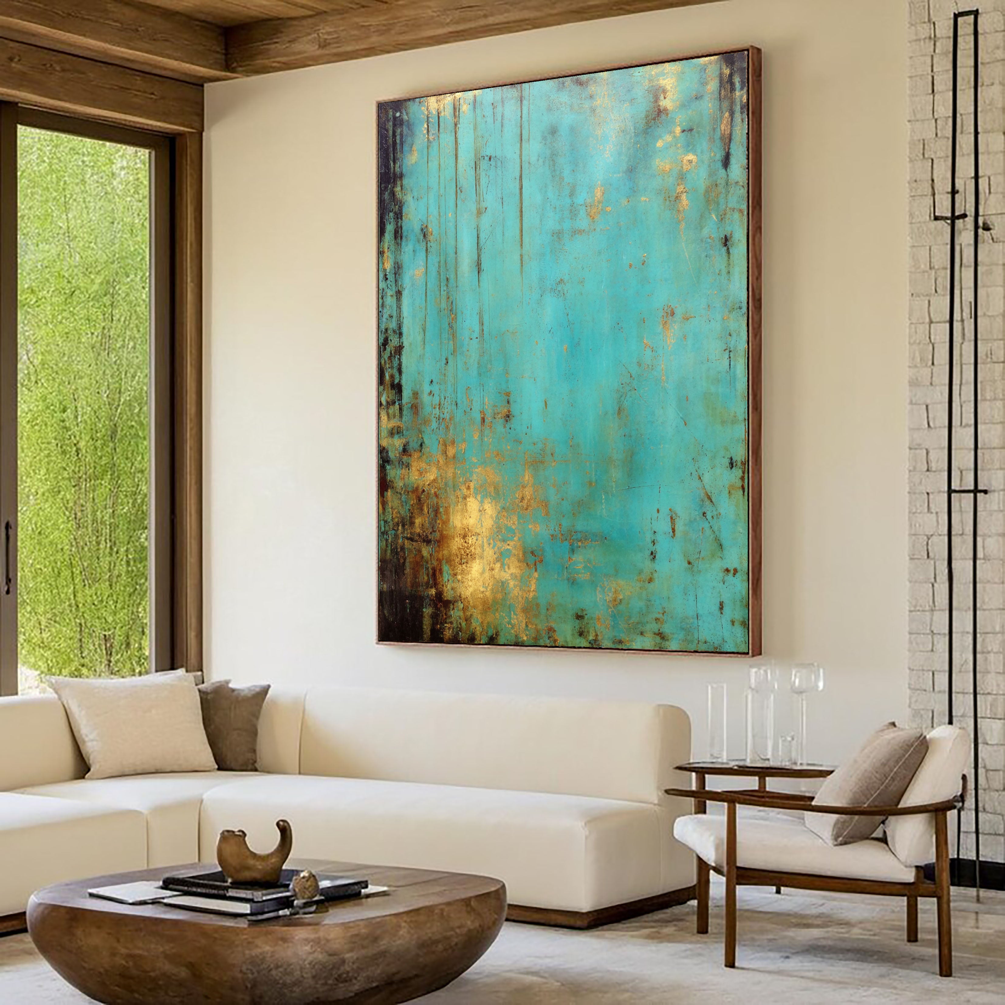 Textured Teal Patina | Gilded Streaks