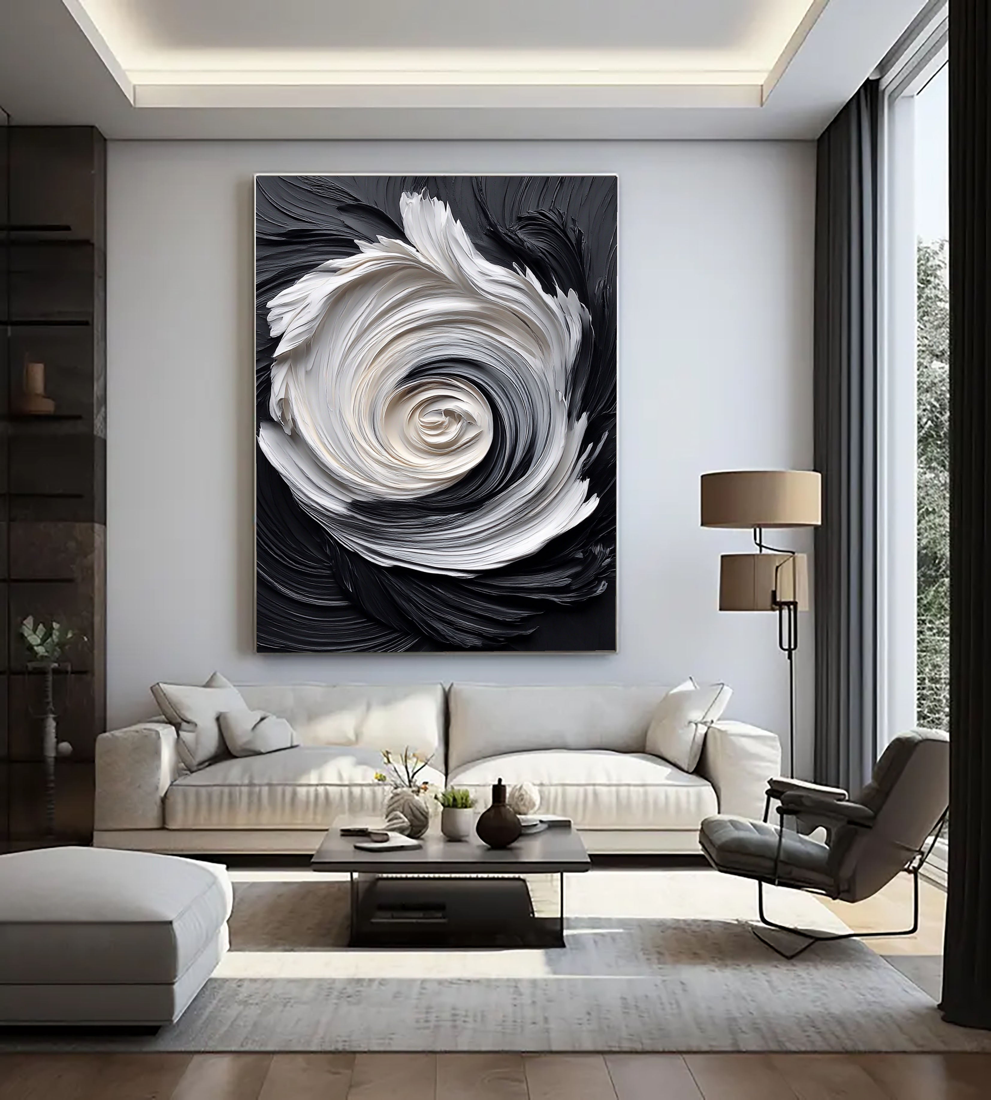 Textured Spiral Opulence | Monochrome Swirl