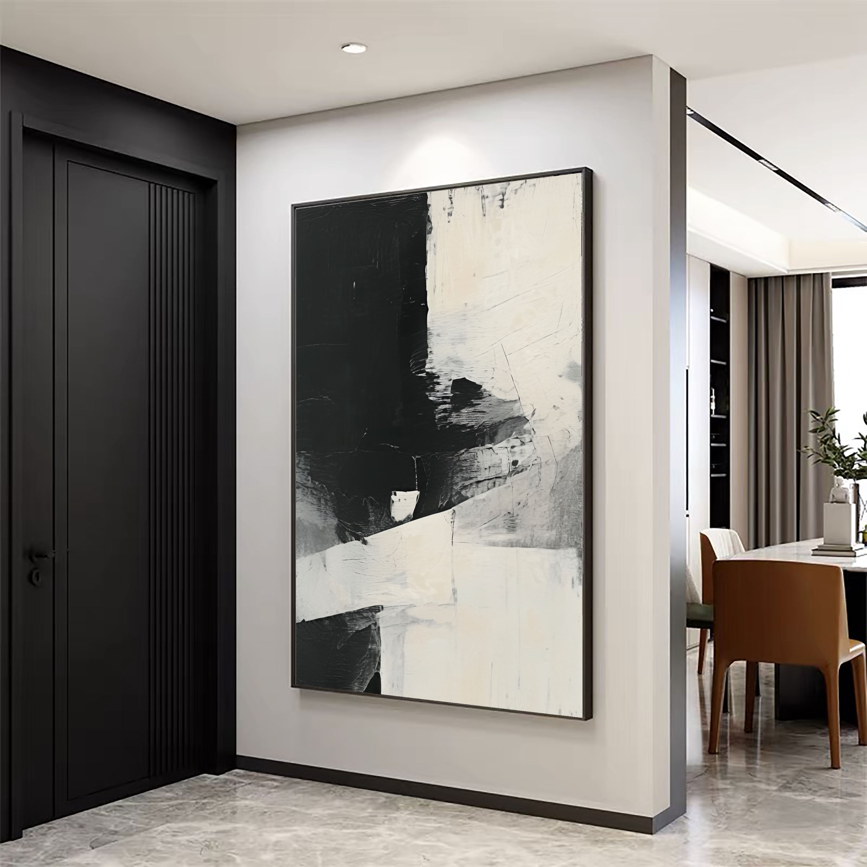 Textured Monochrome Blocks | Black Beige