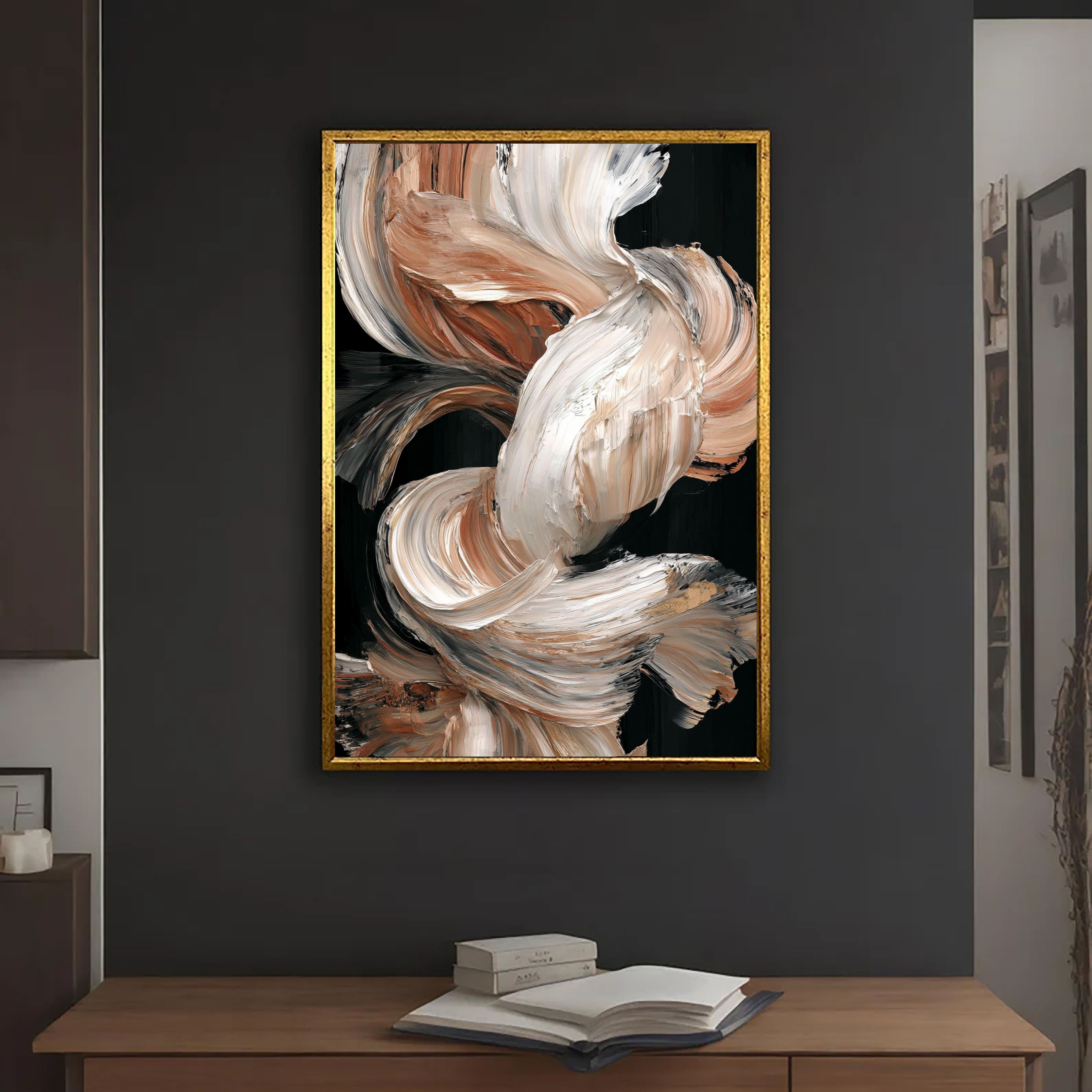 Textured Creamy Cascades | Gilded Swirls