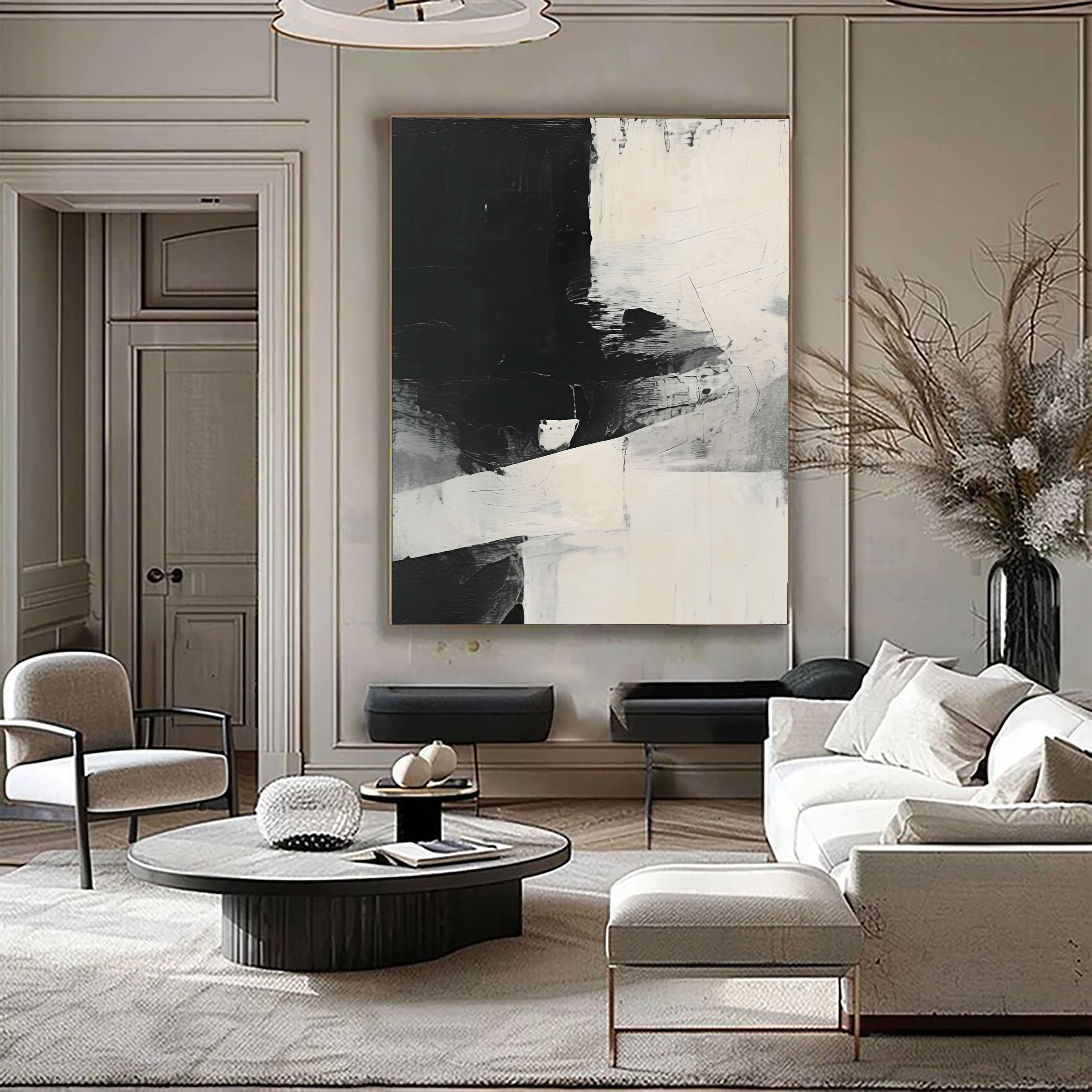 Textured Monochrome Blocks | Black Beige