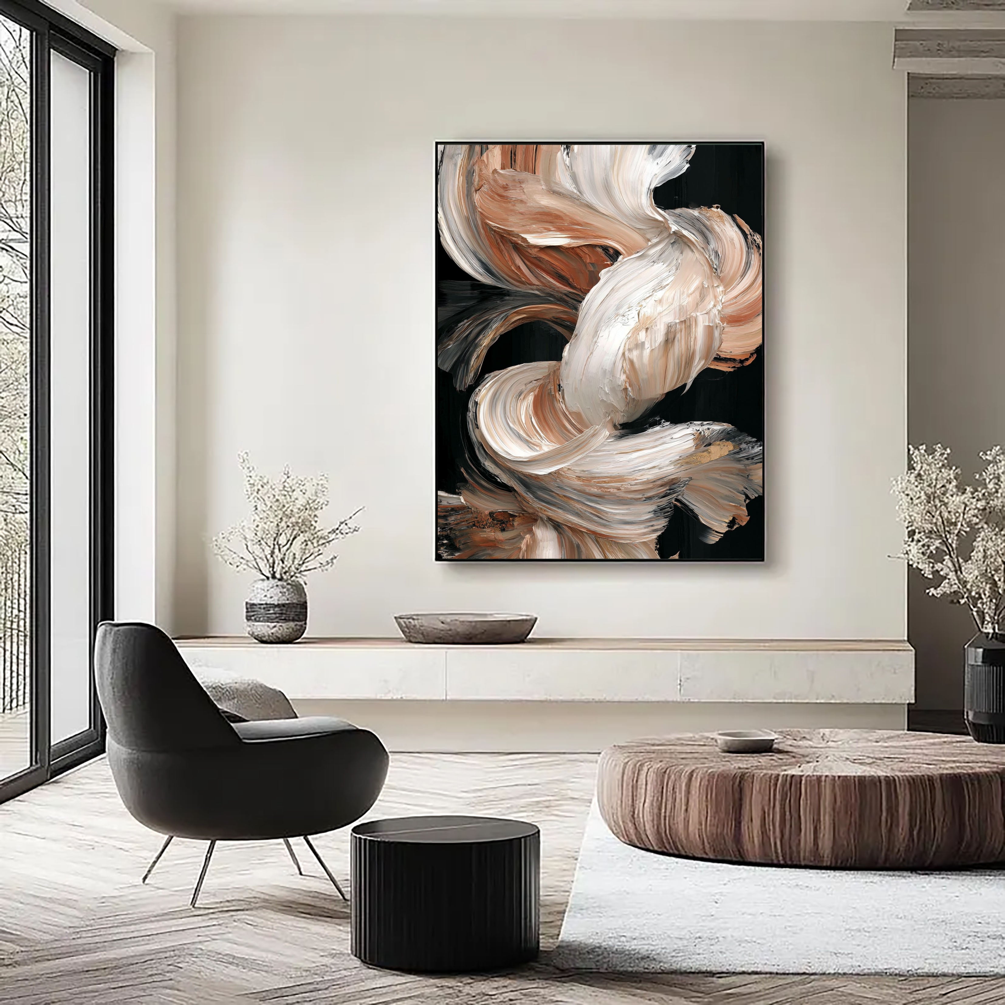 Textured Creamy Cascades | Gilded Swirls