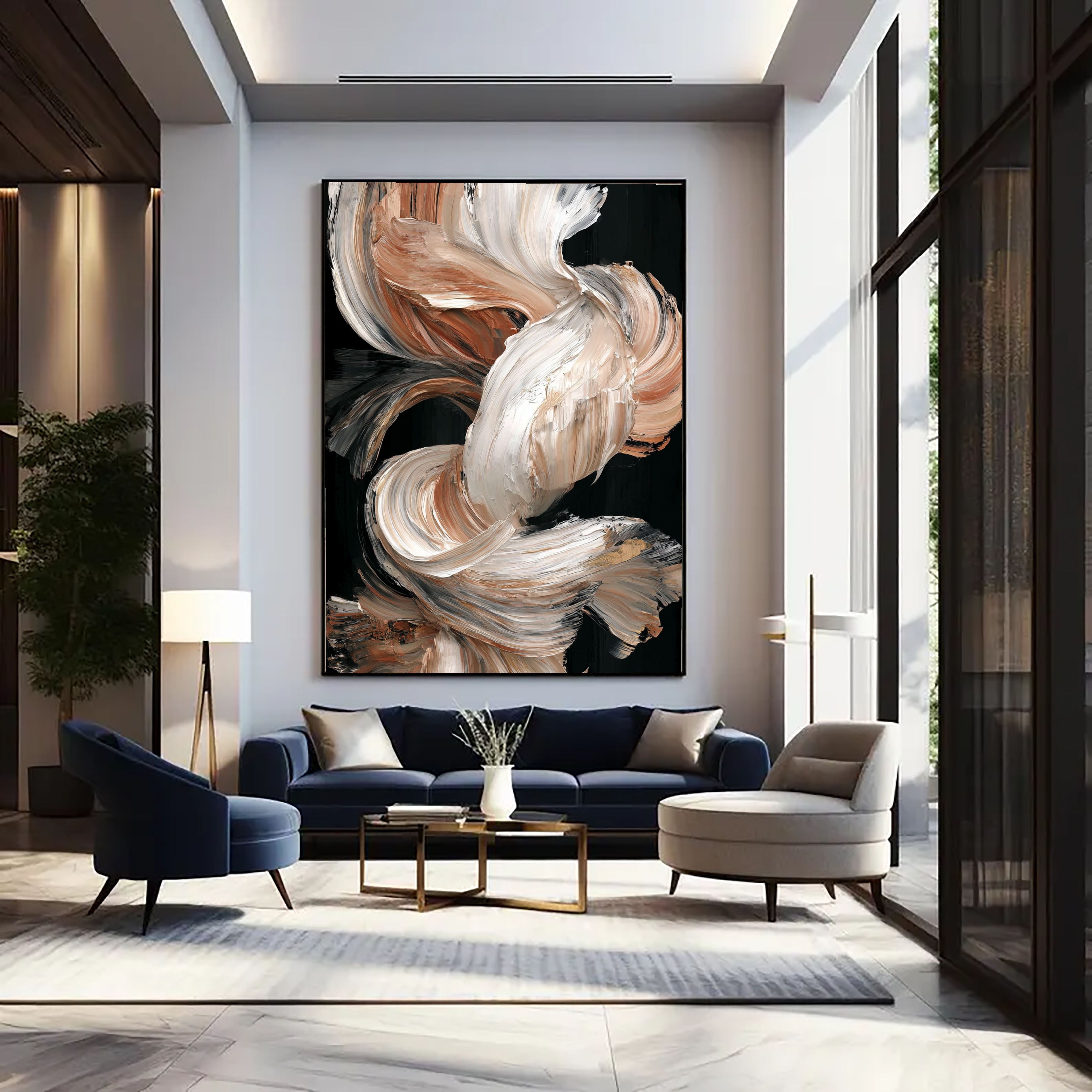 Textured Creamy Cascades | Gilded Swirls